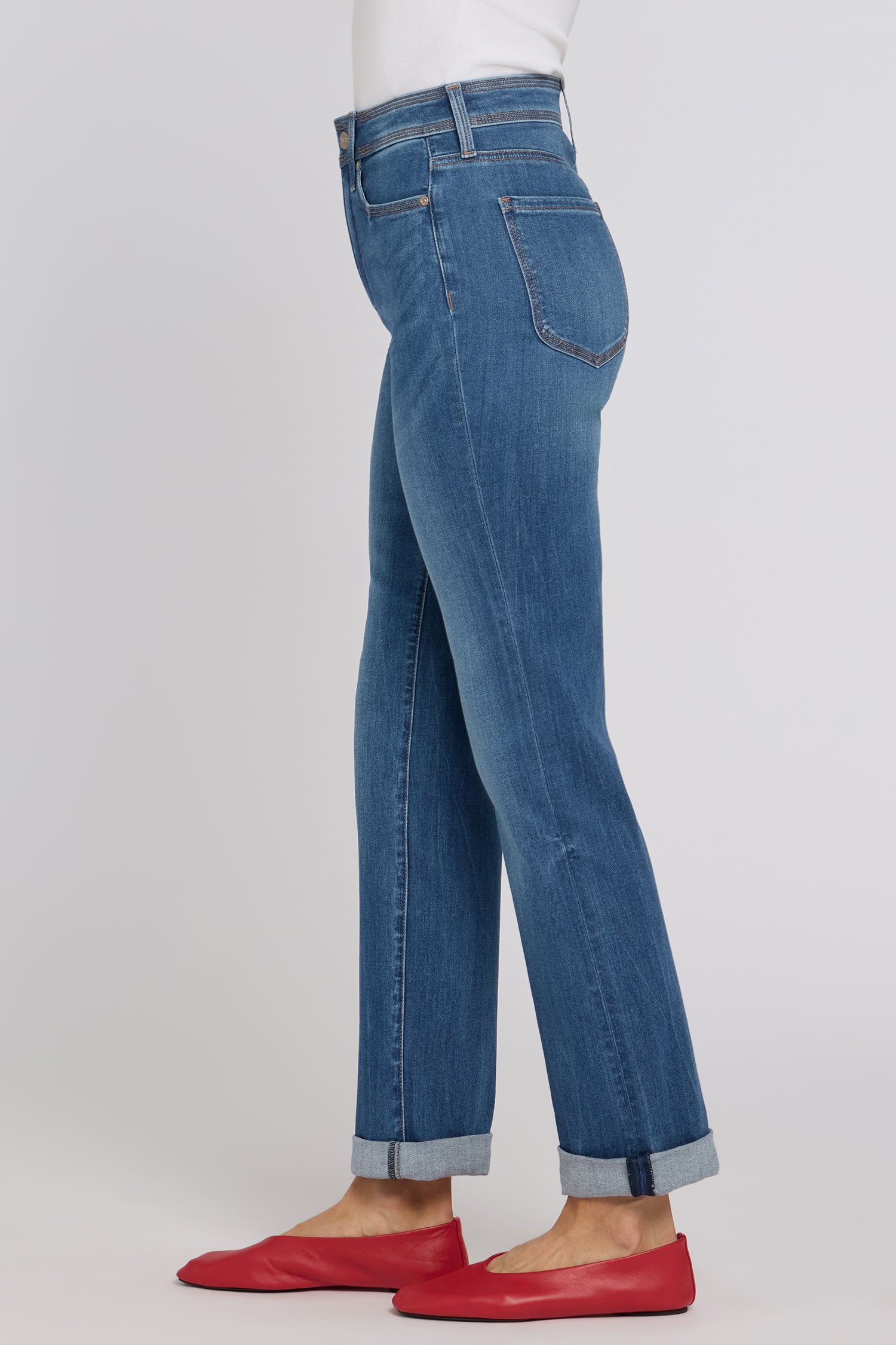 NYDJ Marilyn Straight Jeans In Petite In Sure Stretch® Denim With High Rise And Triple Stitching - Wild River