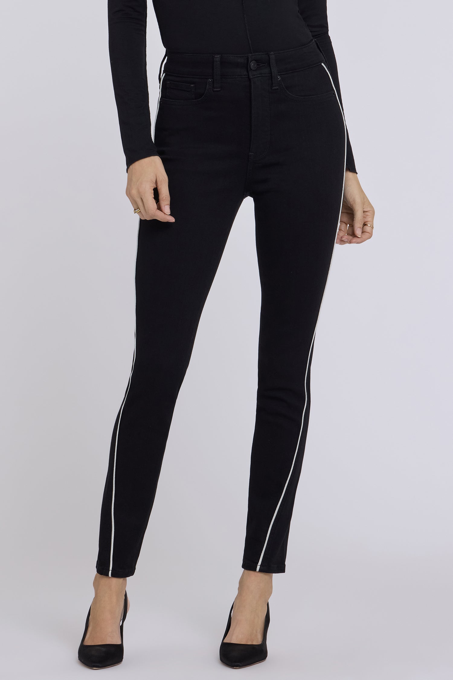 NYDJ Ami Skinny Jeans In Petite In Sure Stretch® Denim With High Rise, Contoured Seams And Piping - Black Rinse