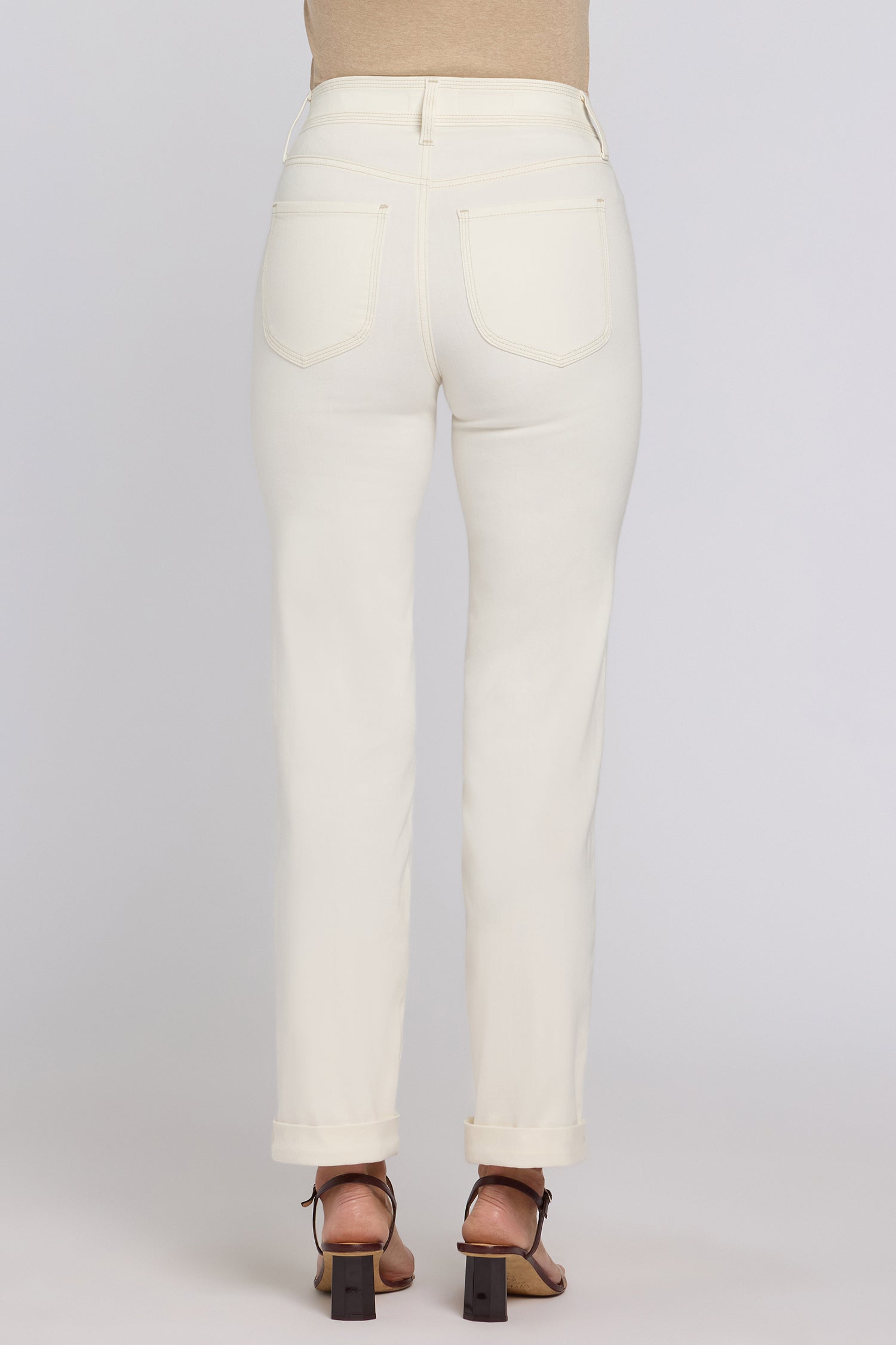 NYDJ Marilyn Straight Jeans In Petite In Sure Stretch® Denim With High Rise And Triple Stitching - Vintage White