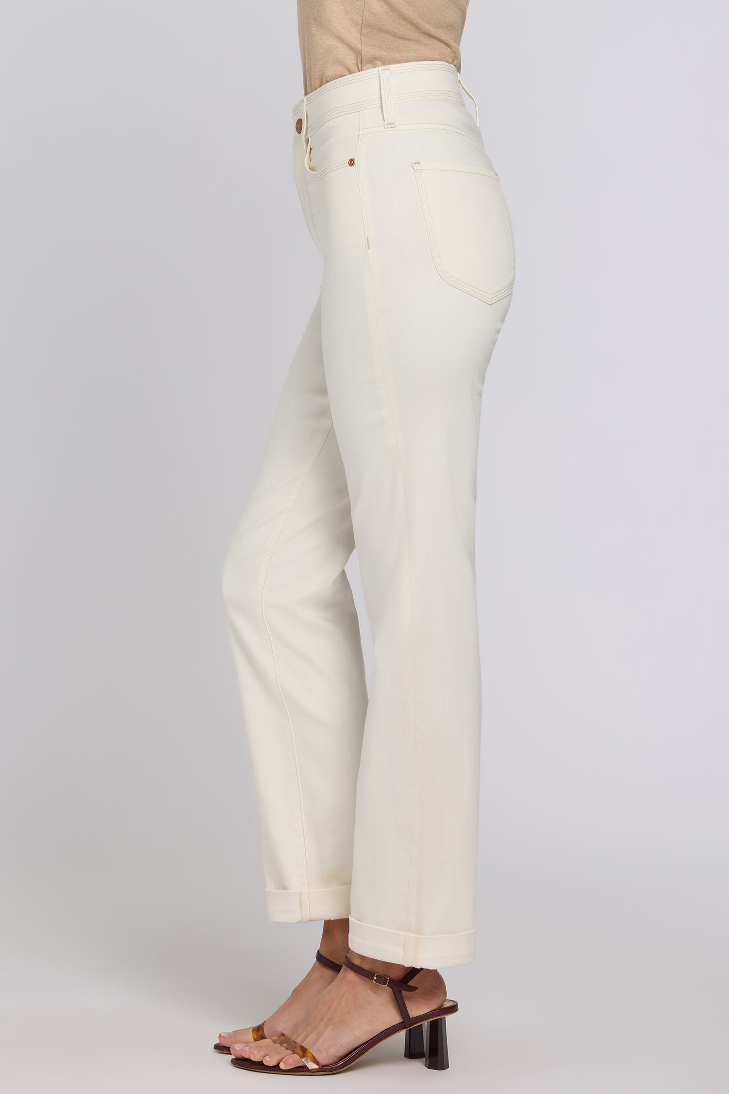 NYDJ Marilyn Straight Jeans In Petite In Sure Stretch® Denim With High Rise And Triple Stitching - Vintage White