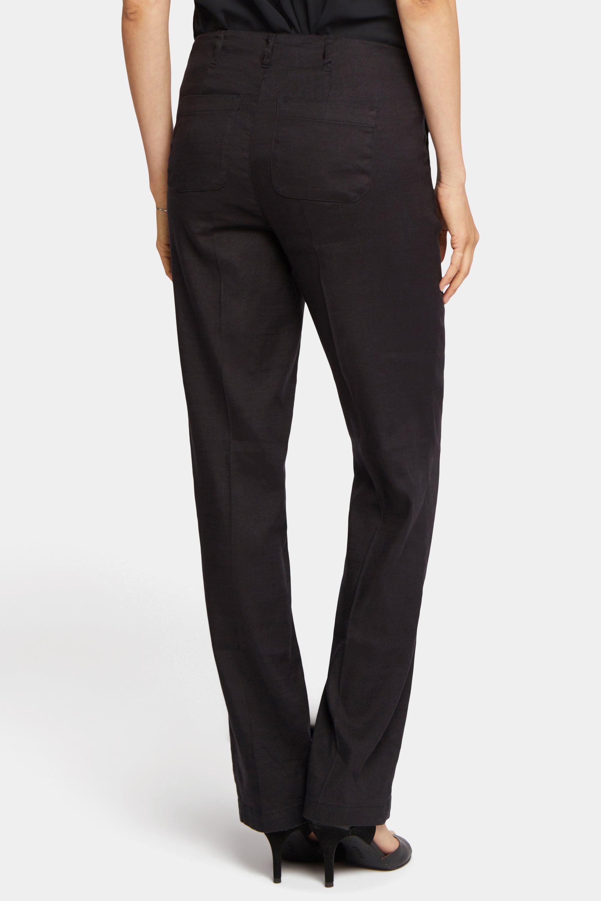 NYDJ Marilyn Straight Pants In Petite In Stretch Linen - Black