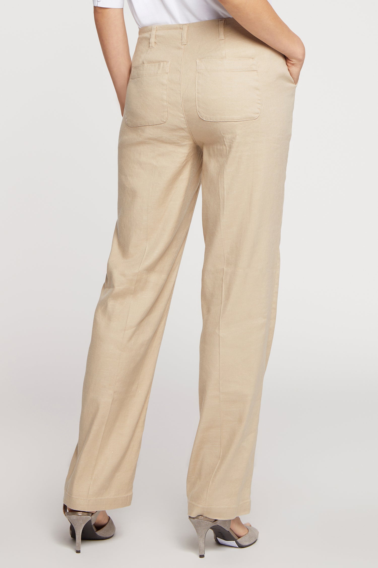 NYDJ Marilyn Straight Pants In Petite In Stretch Linen - Feather