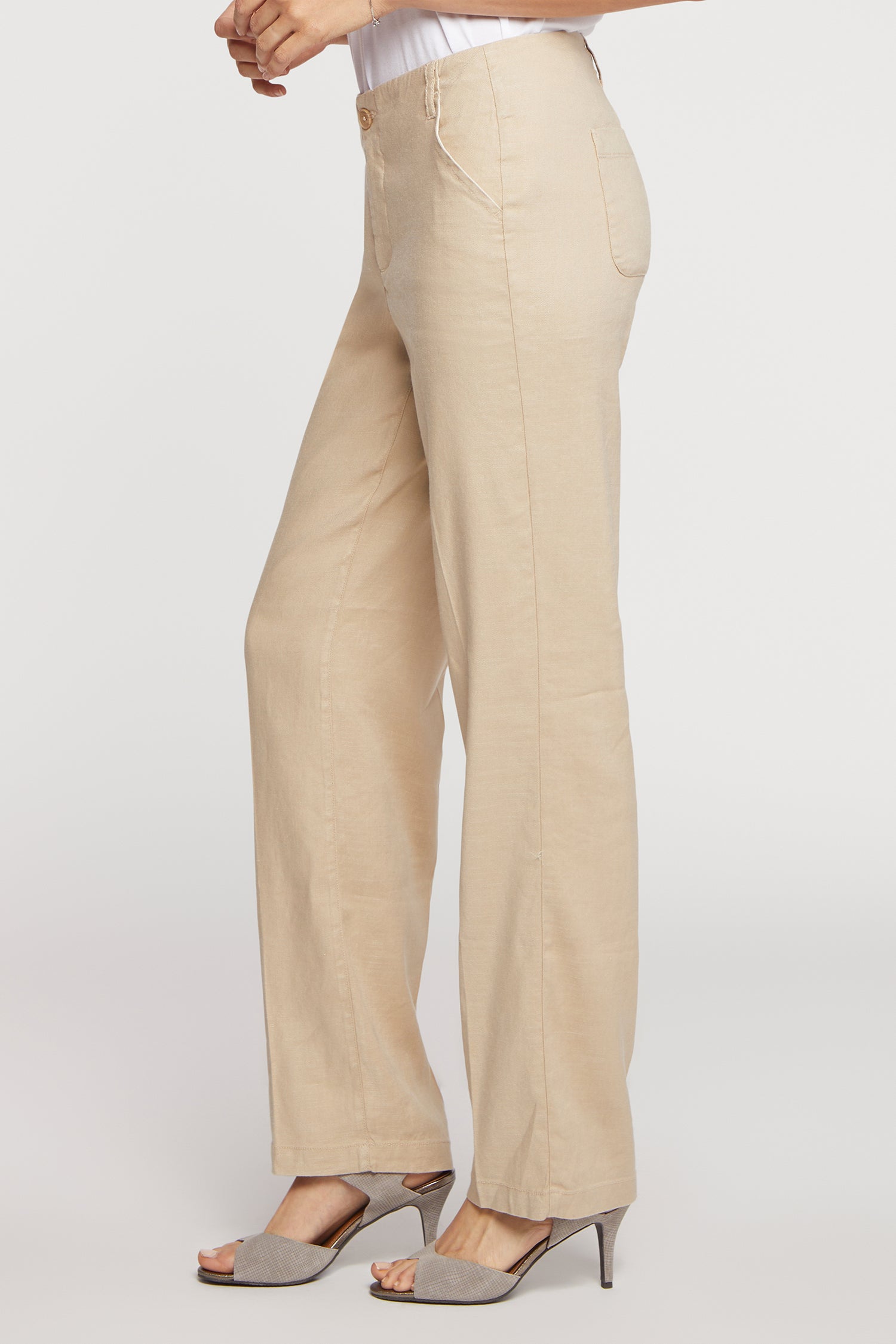 NYDJ Marilyn Straight Pants In Petite In Stretch Linen - Feather