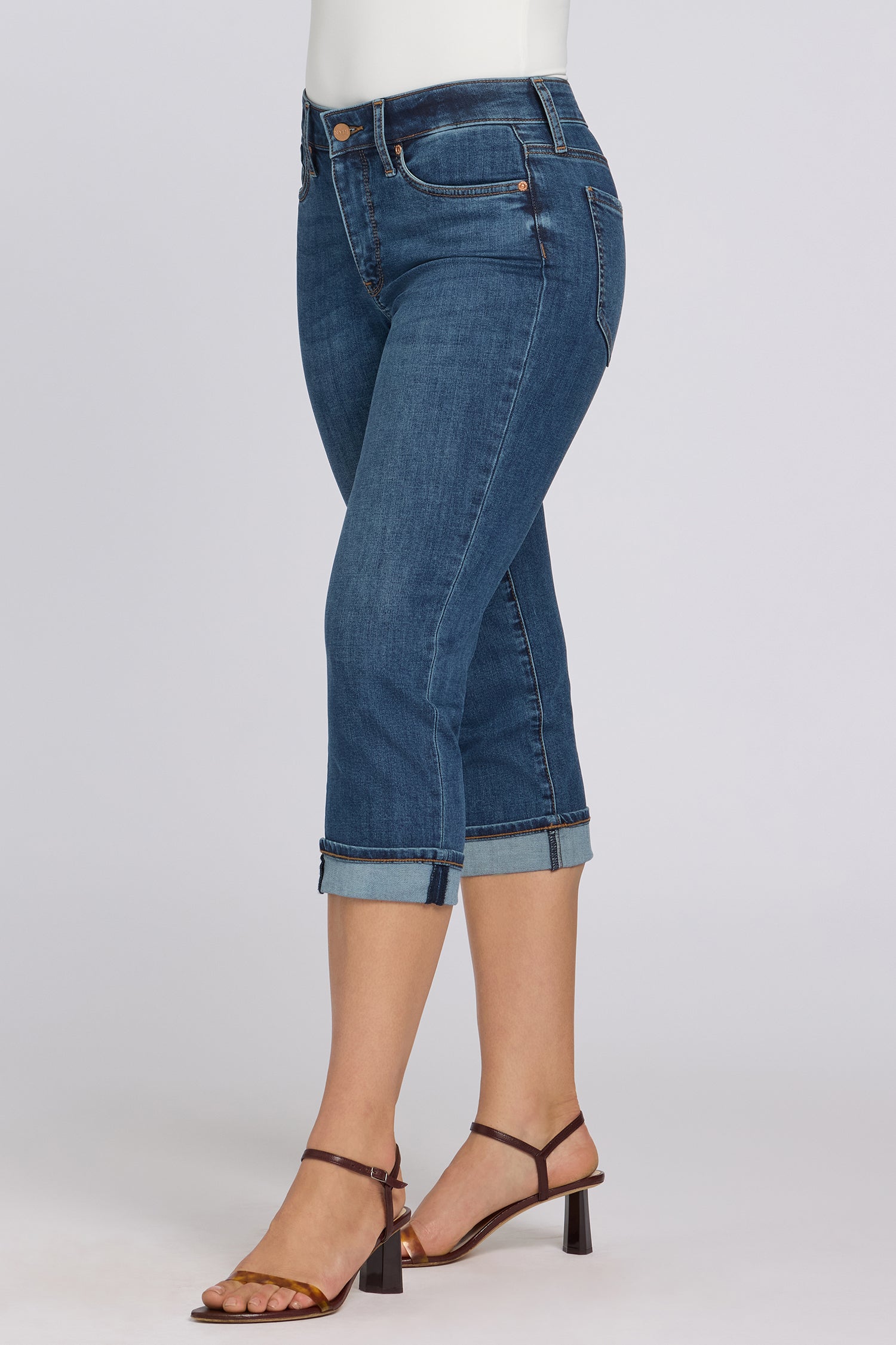 NYDJ Marilyn Straight Crop Jeans In Petite In Cool Embrace® Denim With Cuffs - Sunset Villa