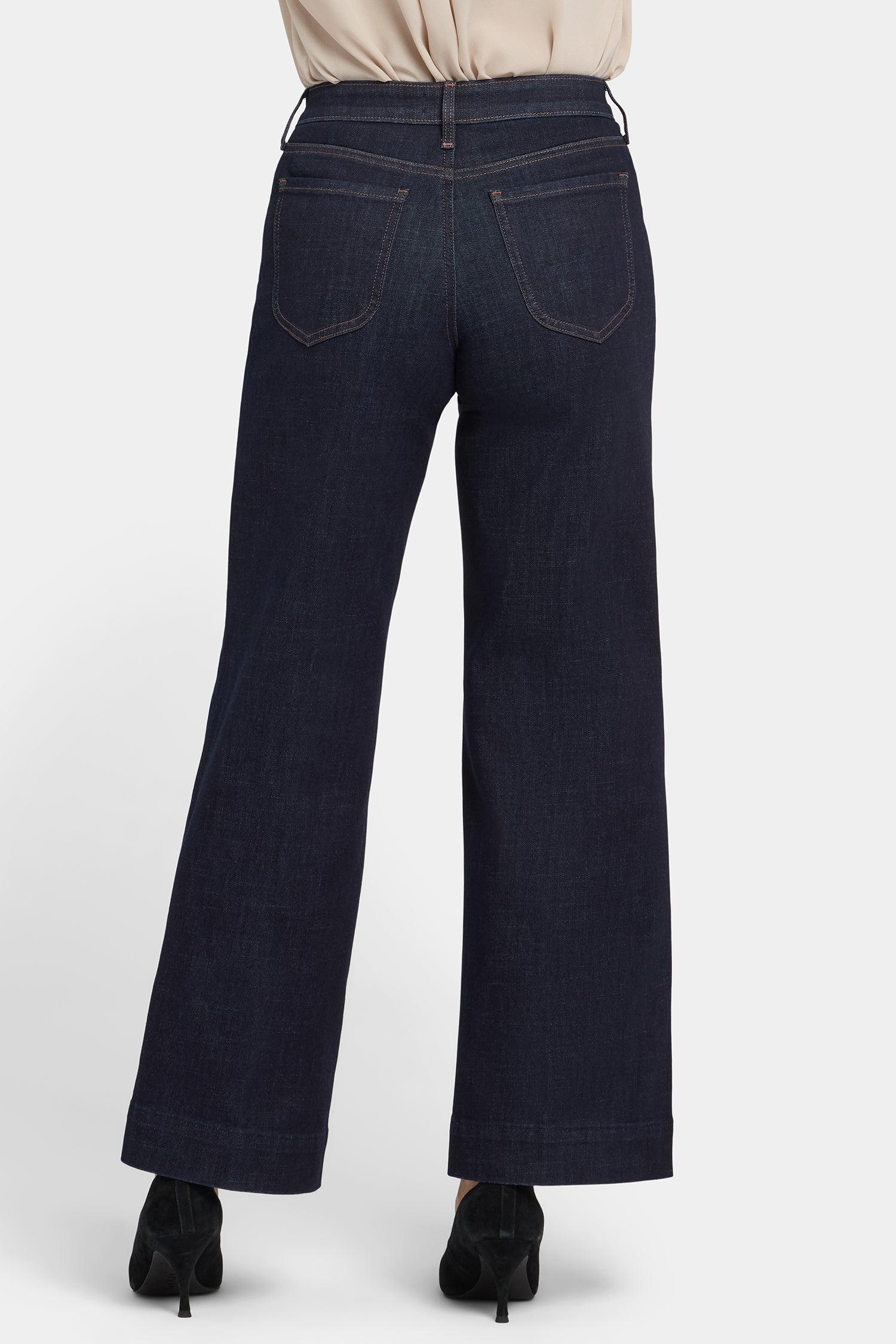 NYDJ Teresa Wide Leg Jeans In Petite With Button Flaps, Center Leg Seams And 29