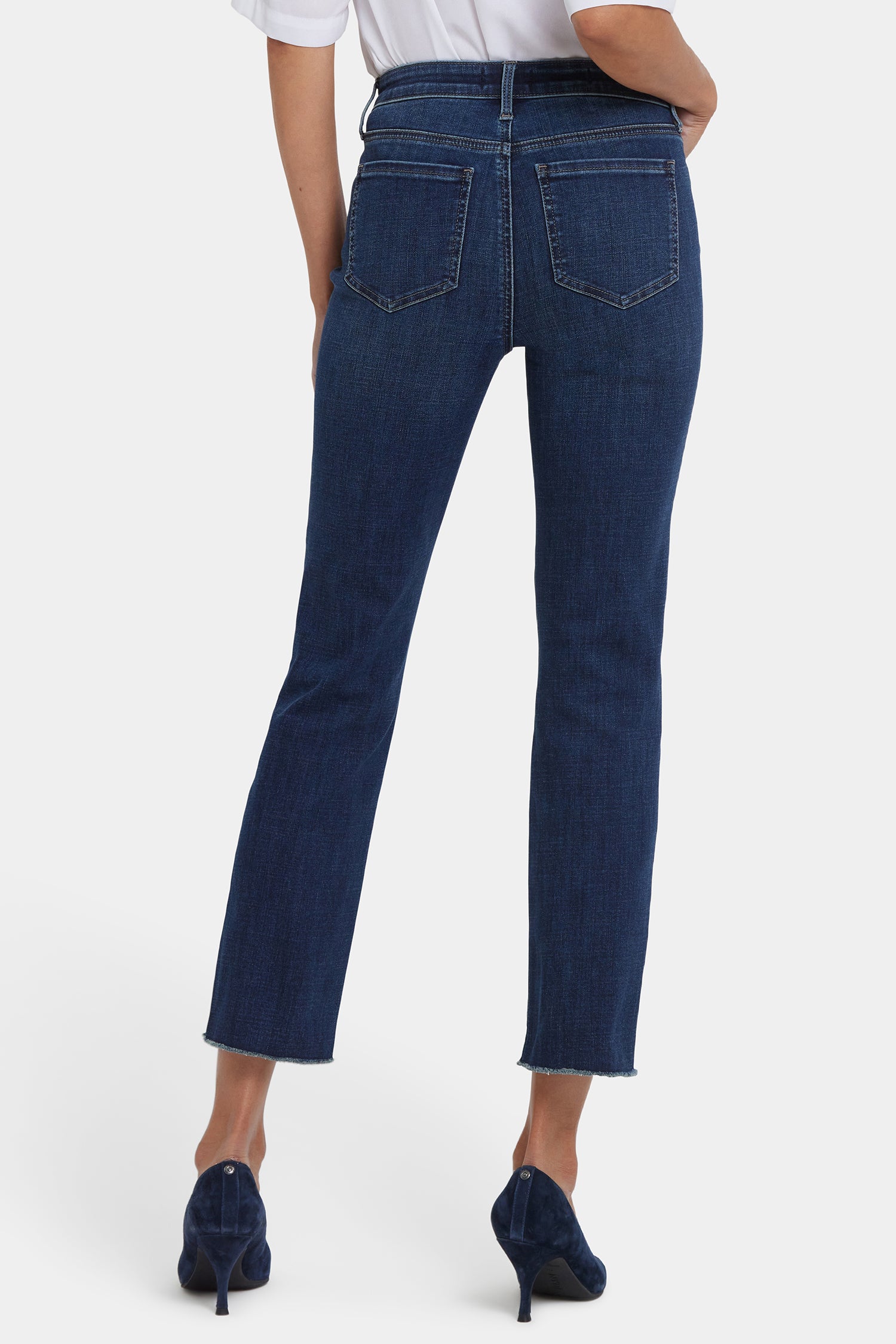 NYDJ Sheri Slim Ankle Jeans In Petite With Frayed Hems - Louvre Sapphire