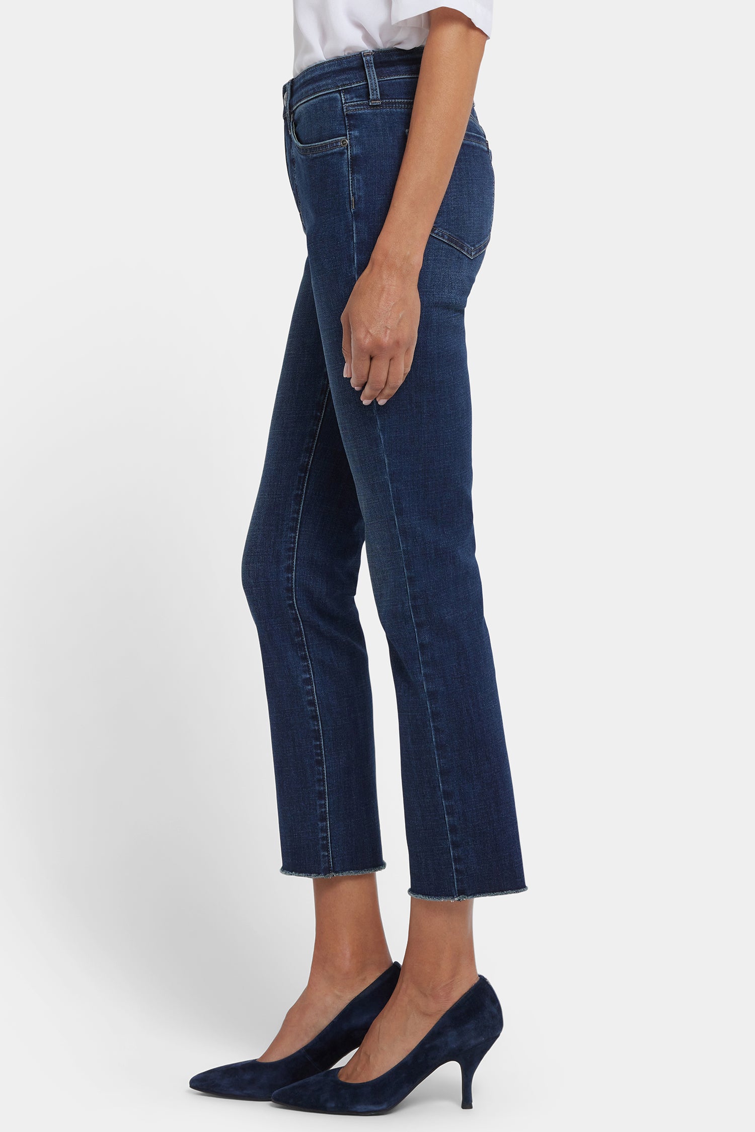 NYDJ Sheri Slim Ankle Jeans In Petite With Frayed Hems - Louvre Sapphire