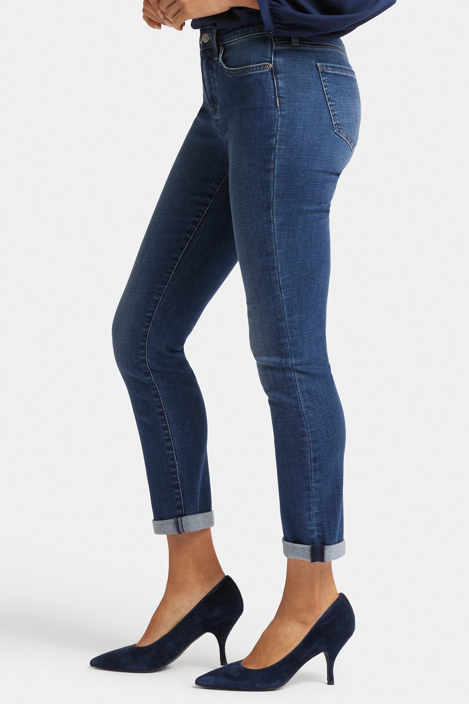 NYDJ Sheri Slim Ankle Jeans In Petite With Roll Cuffs - Wellspring