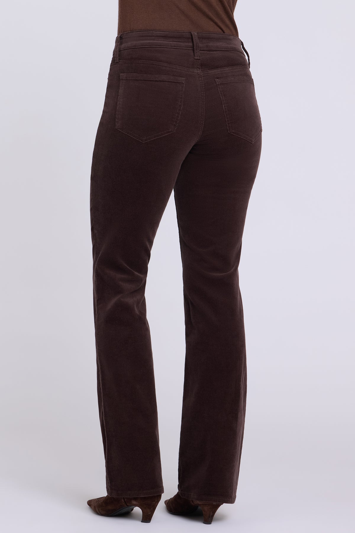 NYDJ Brooklyn Bootcut Pants In Petite In Fine Wale Stretch Corduroy - Bitter Chocolate