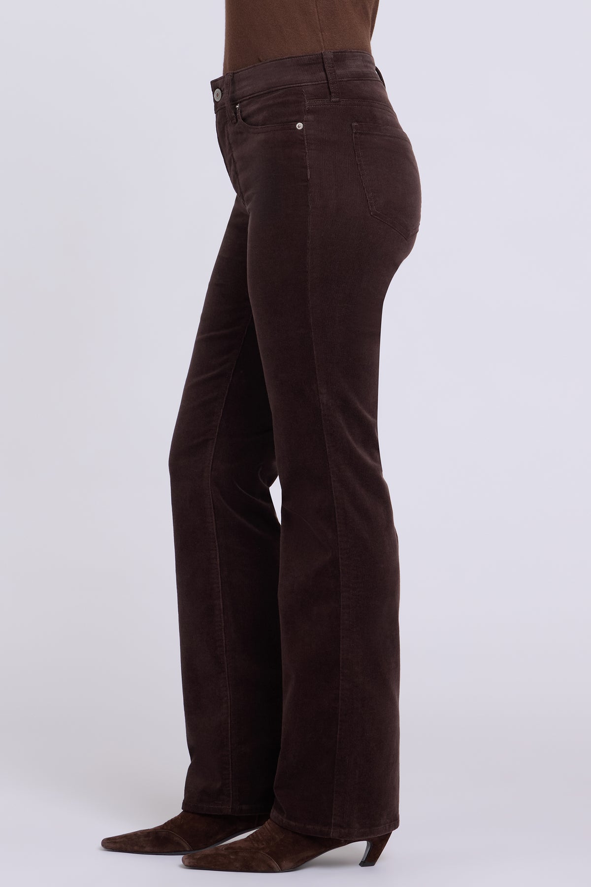 NYDJ Brooklyn Bootcut Pants In Petite In Fine Wale Stretch Corduroy - Bitter Chocolate