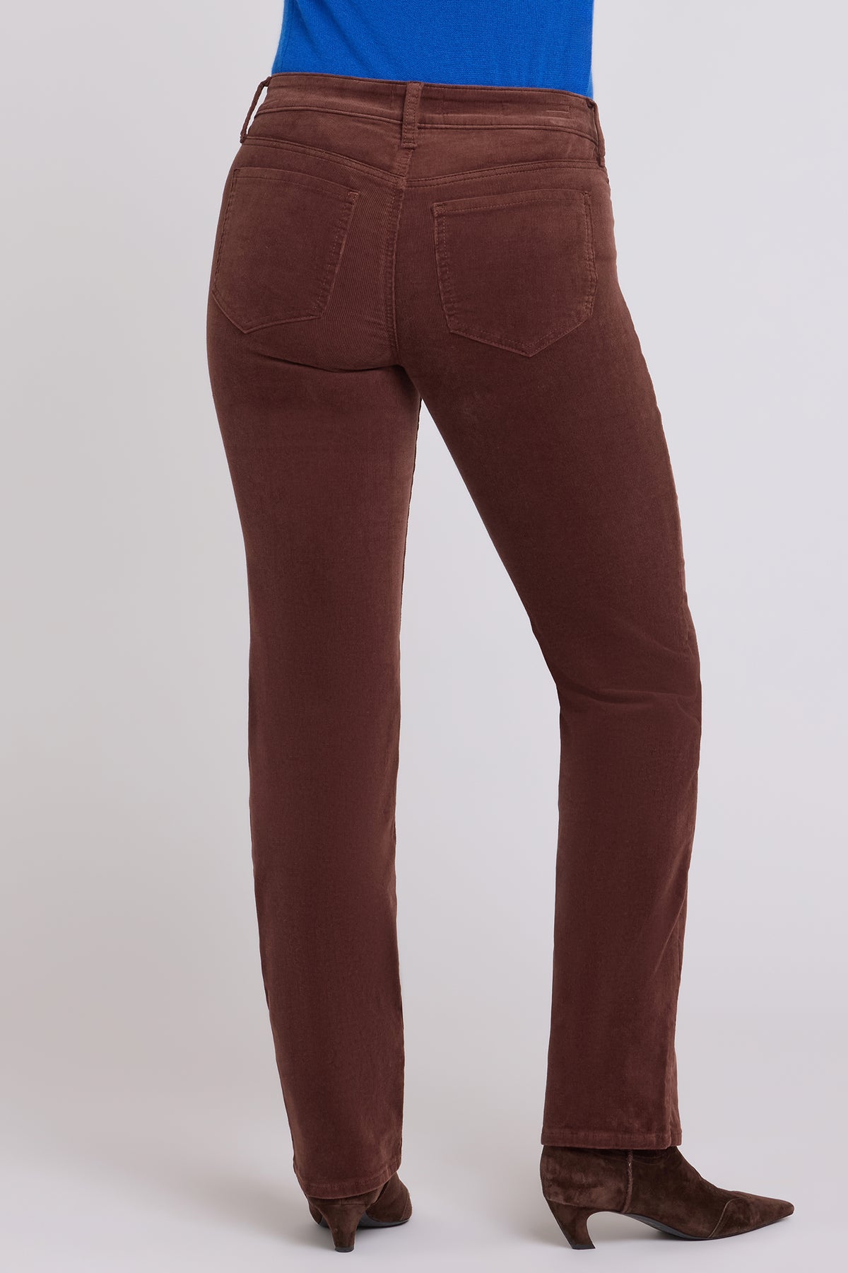 NYDJ Marilyn Straight Pants In Petite In Fine Wale Stretch Corduroy - Chocolate Fondant