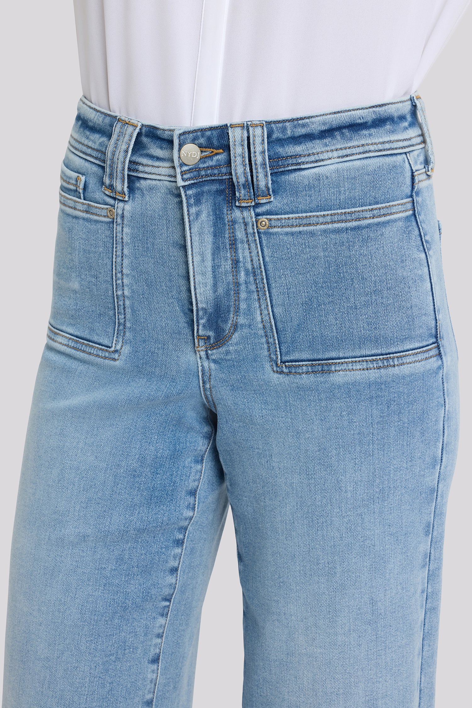 NYDJ Brigitte Wide Leg Capri Jeans In Petite With High Rise And Front Patch Pockets - Mist Springs