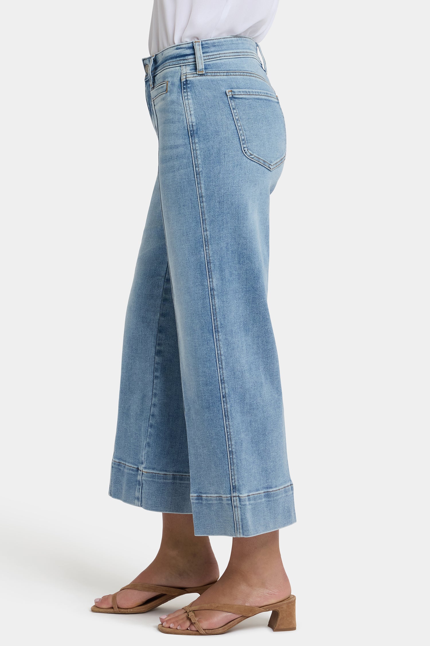 NYDJ Teresa Wide Leg Ankle Jeans In Petite With Front Seams - Mist Springs