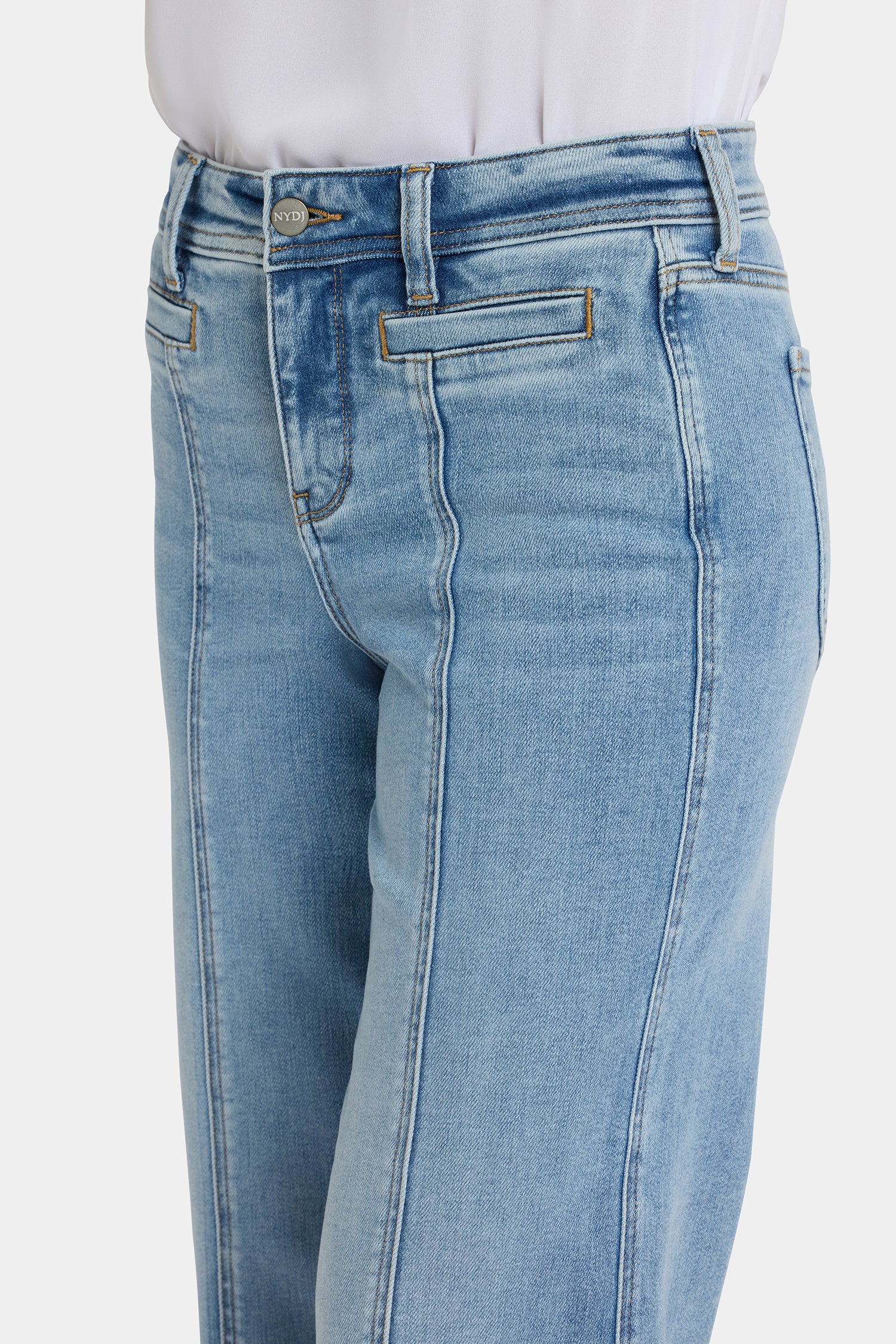 NYDJ Teresa Wide Leg Ankle Jeans In Petite With Front Seams - Mist Springs