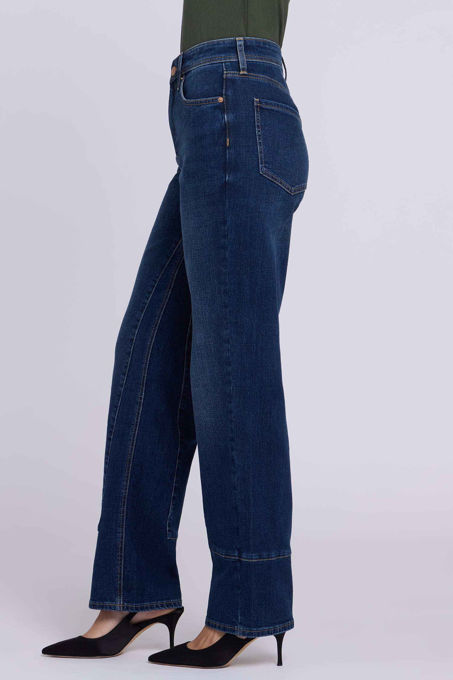 NYDJ Brooke Loose Straight Jeans In Petite With Paneled Seam Detail - Skylark