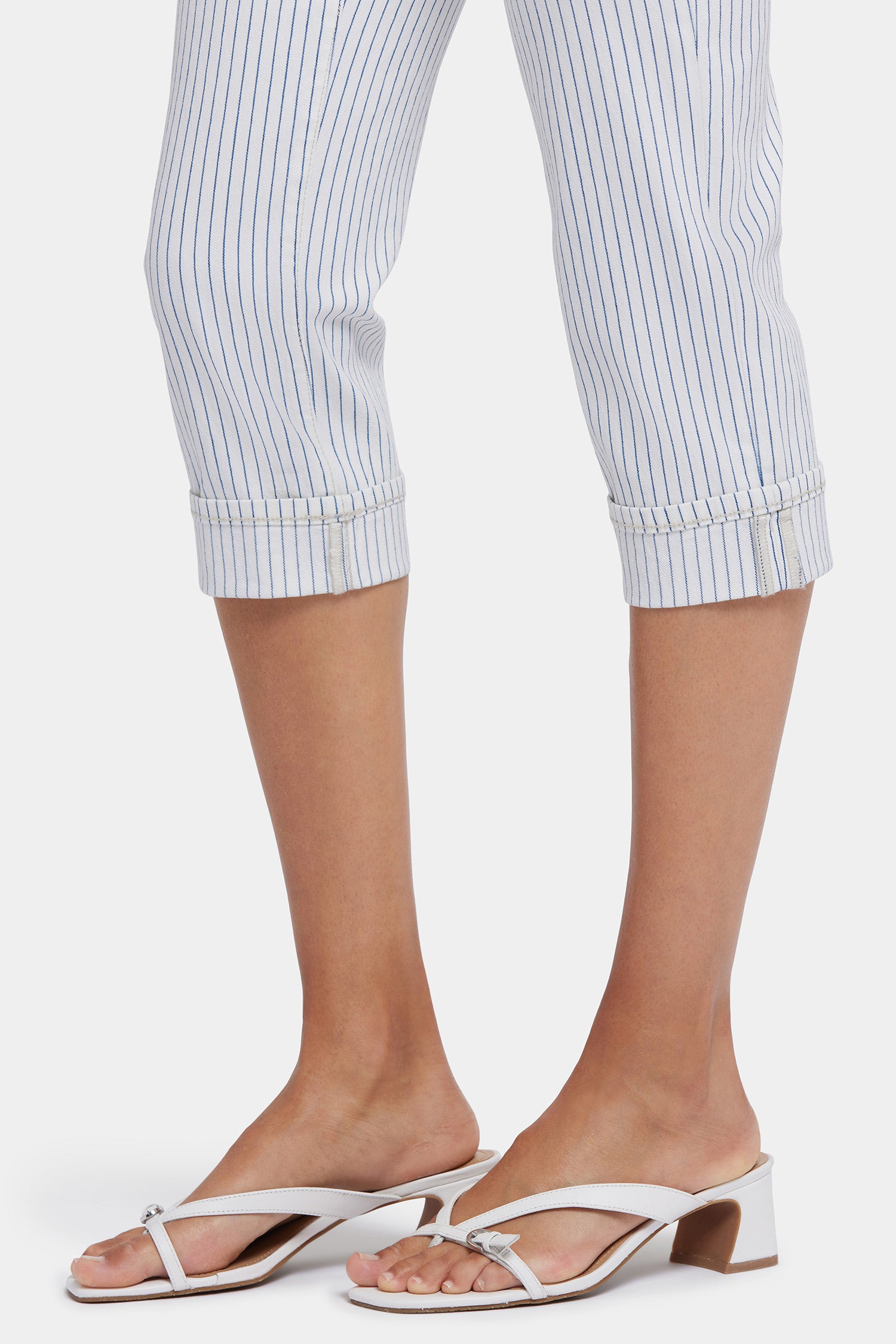 NYDJ Marilyn Straight Crop Jeans In Petite With Cuffs - Palencia Stripe