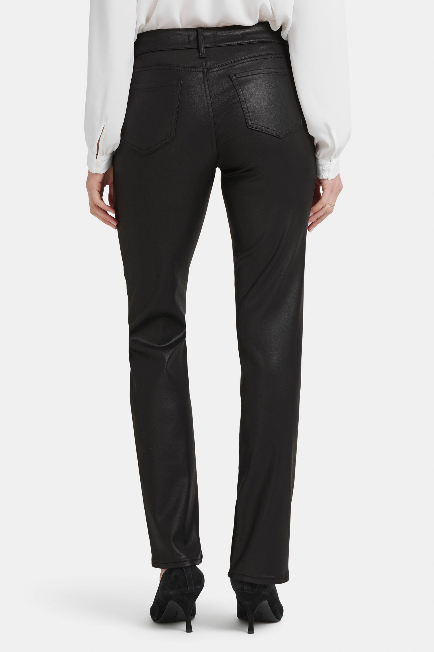 NYDJ Coated Marilyn Straight Jeans In Petite  - Black Coated