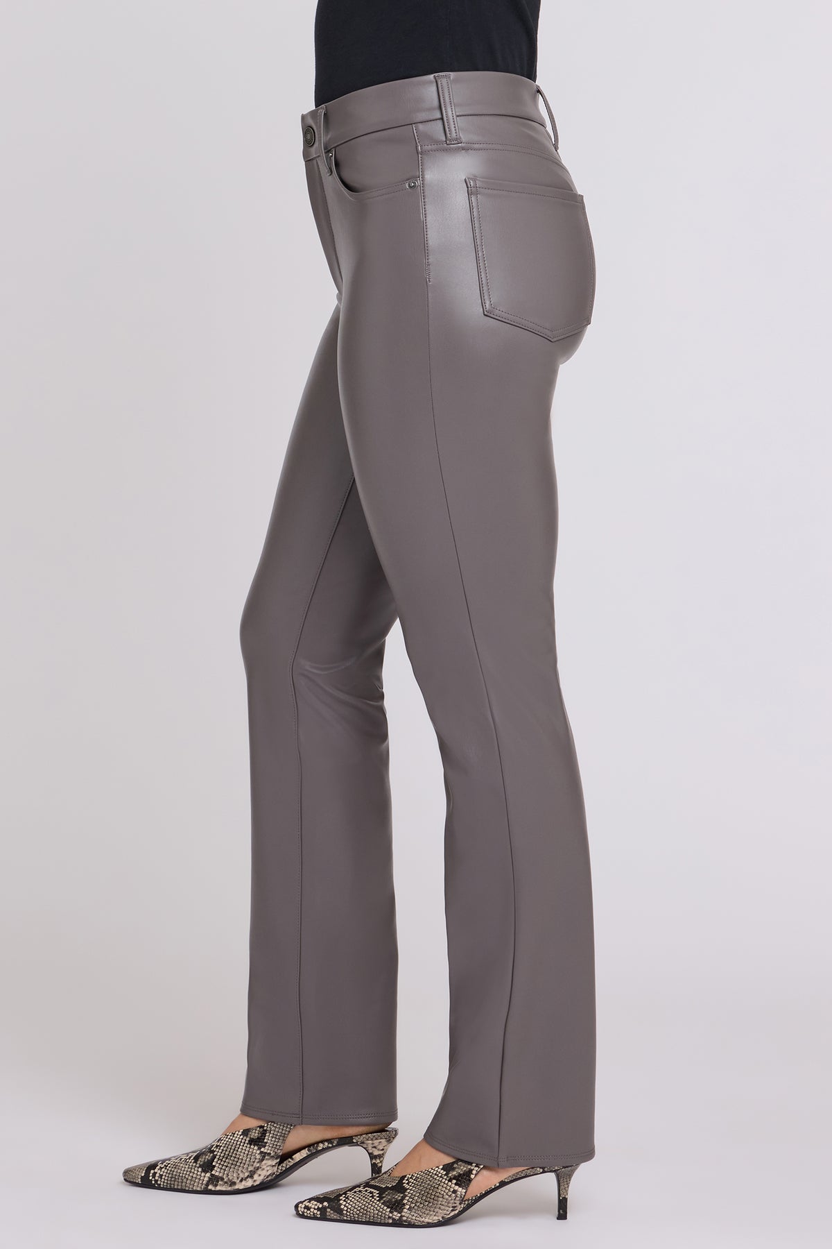 NYDJ Faux Leather Marilyn Straight Pants In Petite Sculpt-Her™ Collection - Falcon