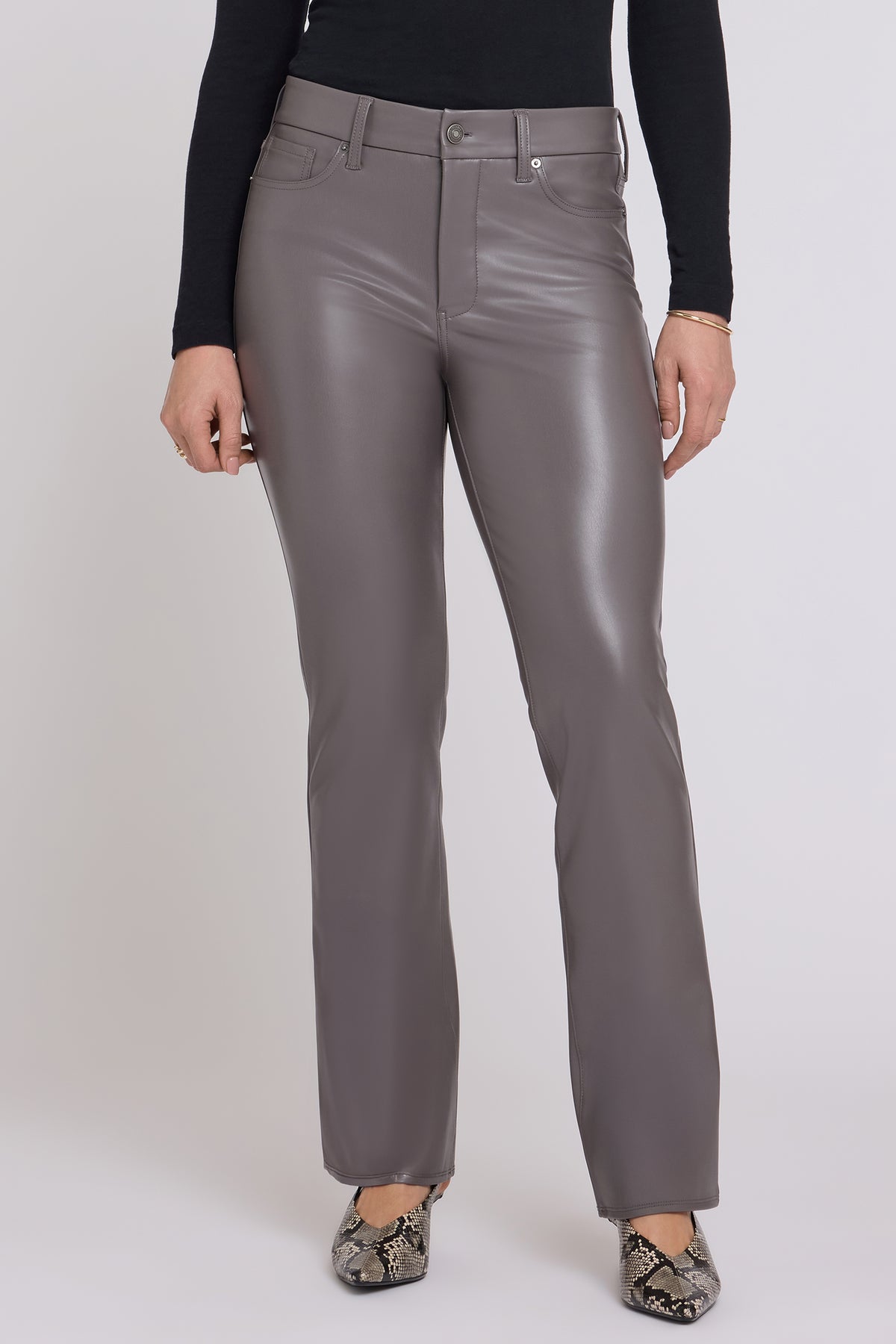 NYDJ Faux Leather Marilyn Straight Pants In Petite Sculpt-Her™ Collection - Falcon