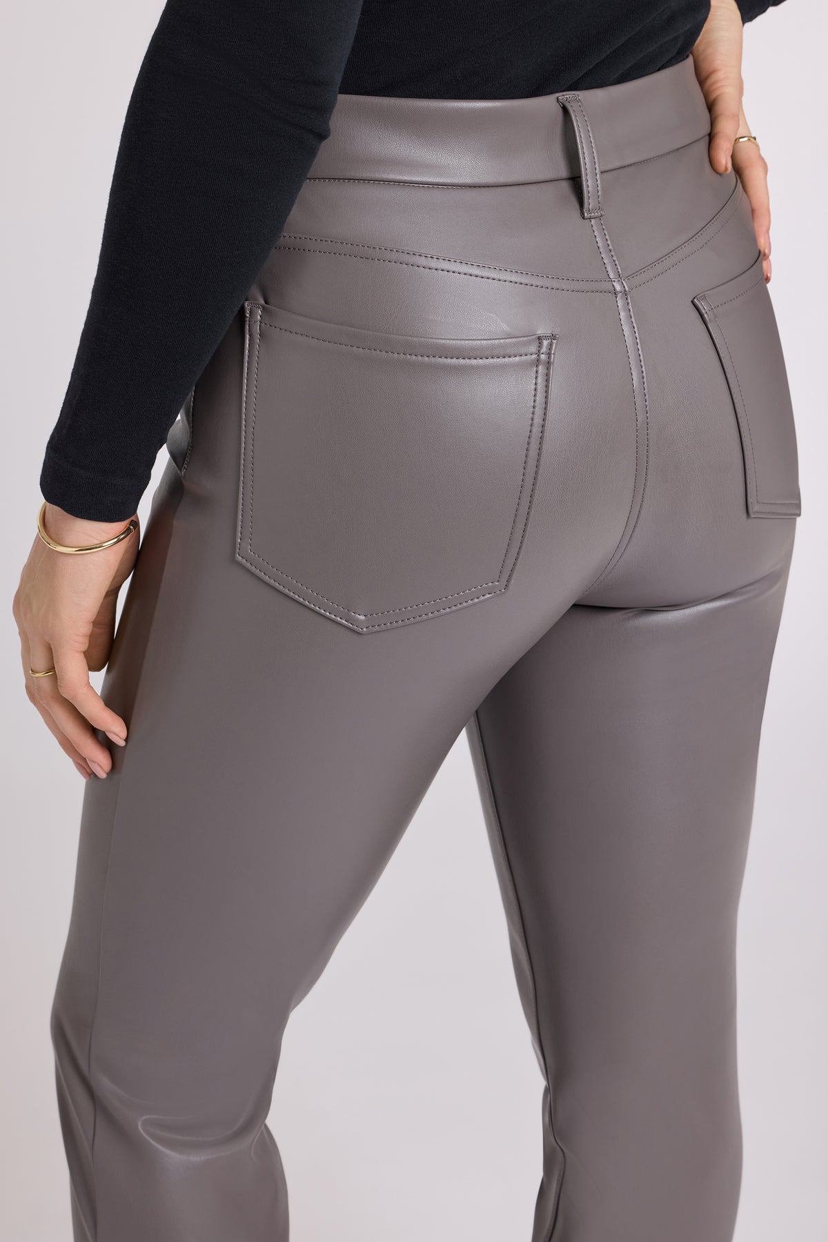 NYDJ Faux Leather Marilyn Straight Pants In Petite Sculpt-Her™ Collection - Falcon