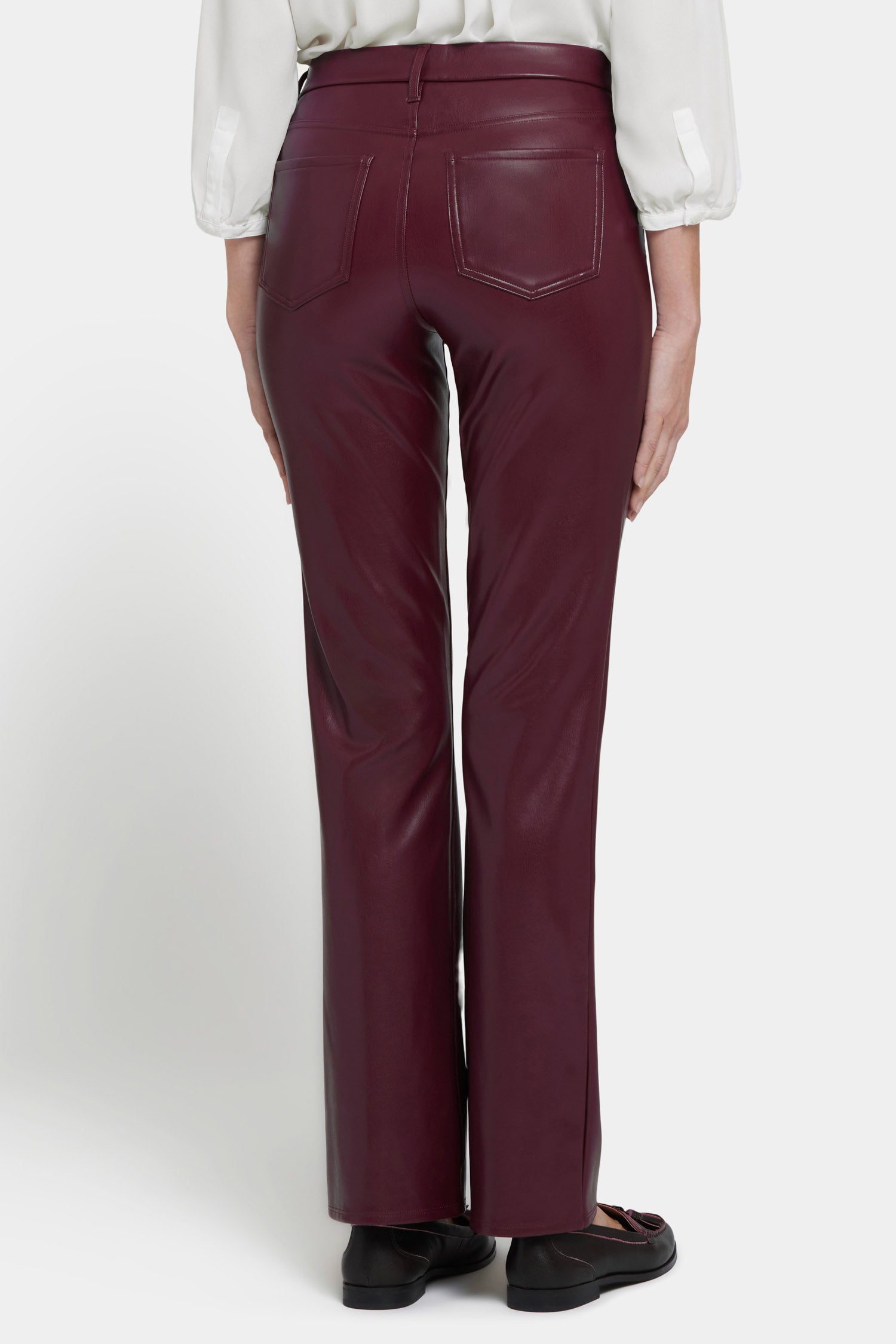 NYDJ Faux Leather Marilyn Straight Pants In Petite Sculpt-Her™ Collection - Tavern
