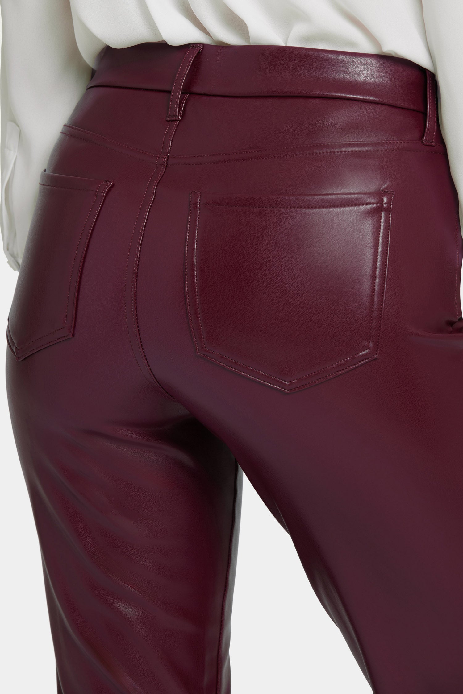NYDJ Faux Leather Marilyn Straight Pants In Petite Sculpt-Her™ Collection - Tavern