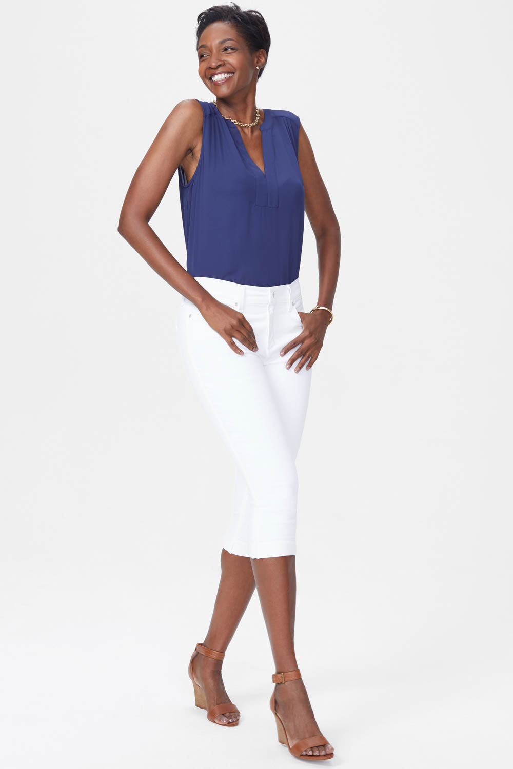 NYDJ Marilyn Straight Crop Jeans In Petite  - Optic White
