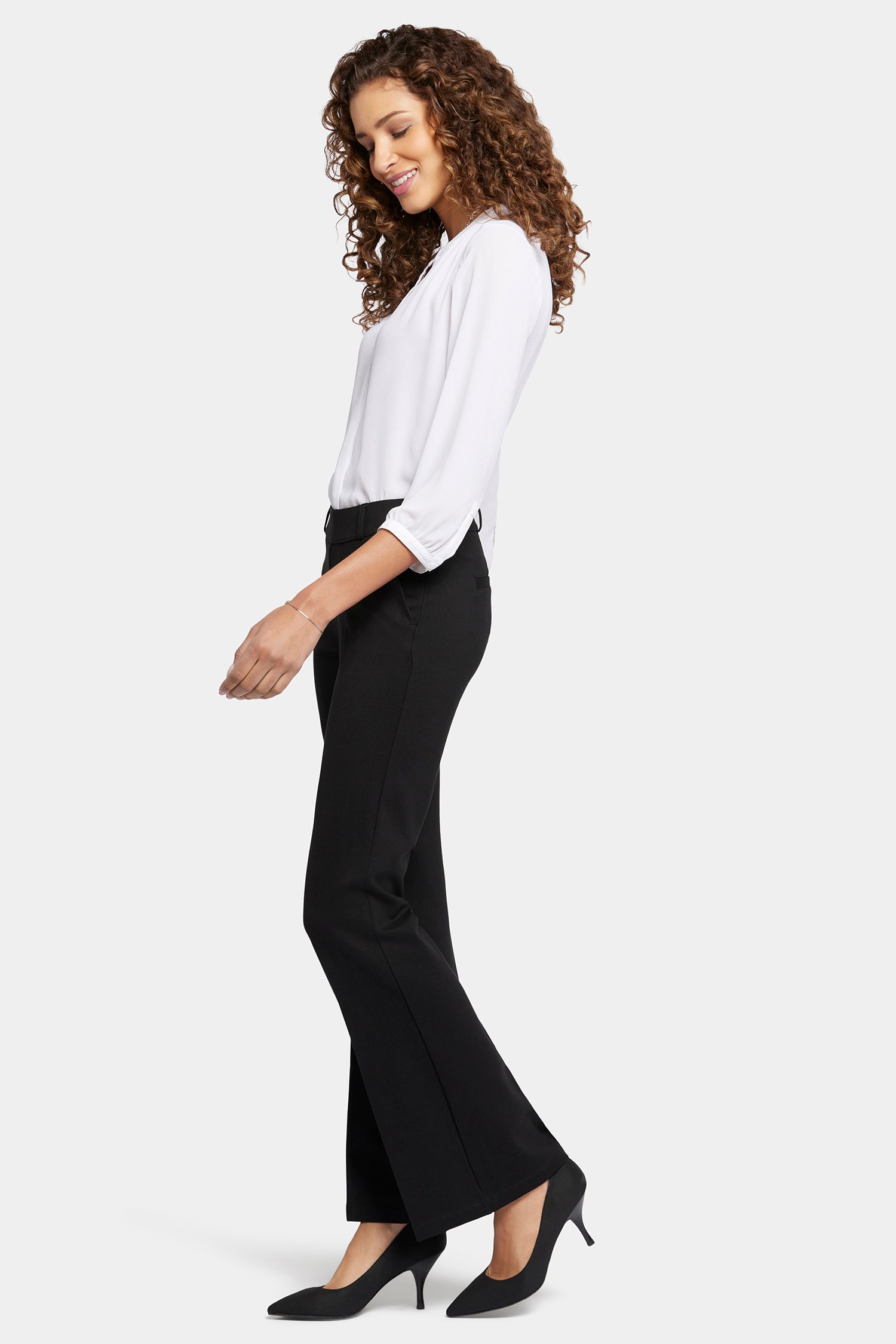 NYDJ Pull-On Flared Trouser Pants In Petite Sculpt-Her™ Collection - Black