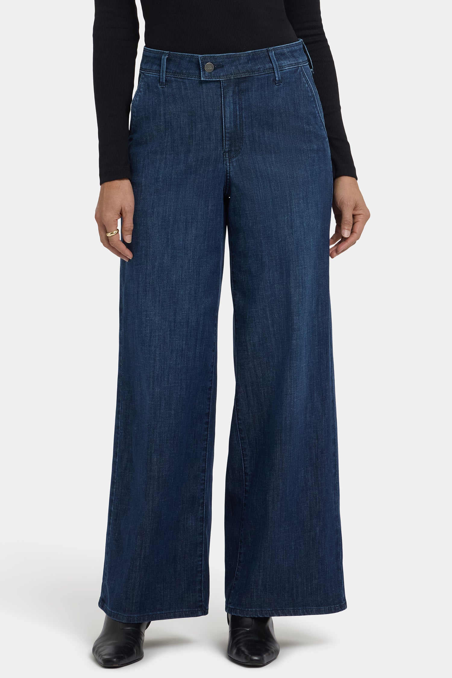 NYDJ Mona Wide Leg Trouser Jeans In Petite With High Rise - Louvre Sapphire