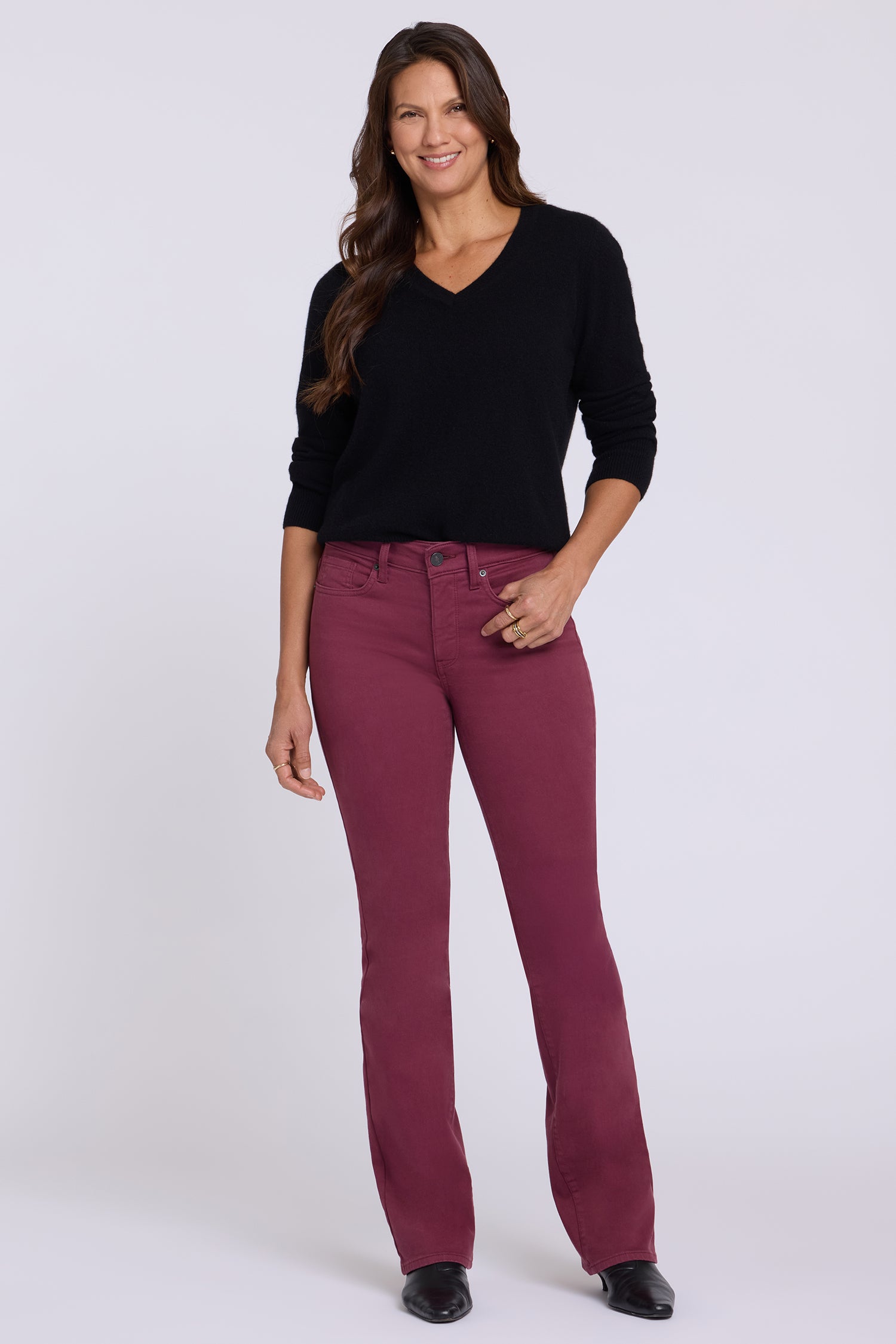 NYDJ Barbara Bootcut Jeans In Petite  - True Burgundy