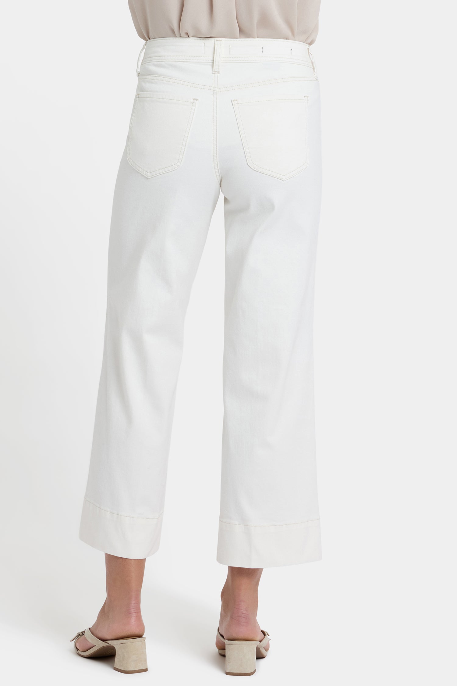 NYDJ Teresa Wide Leg Ankle Jeans In Petite With Front Seams - Vintage White