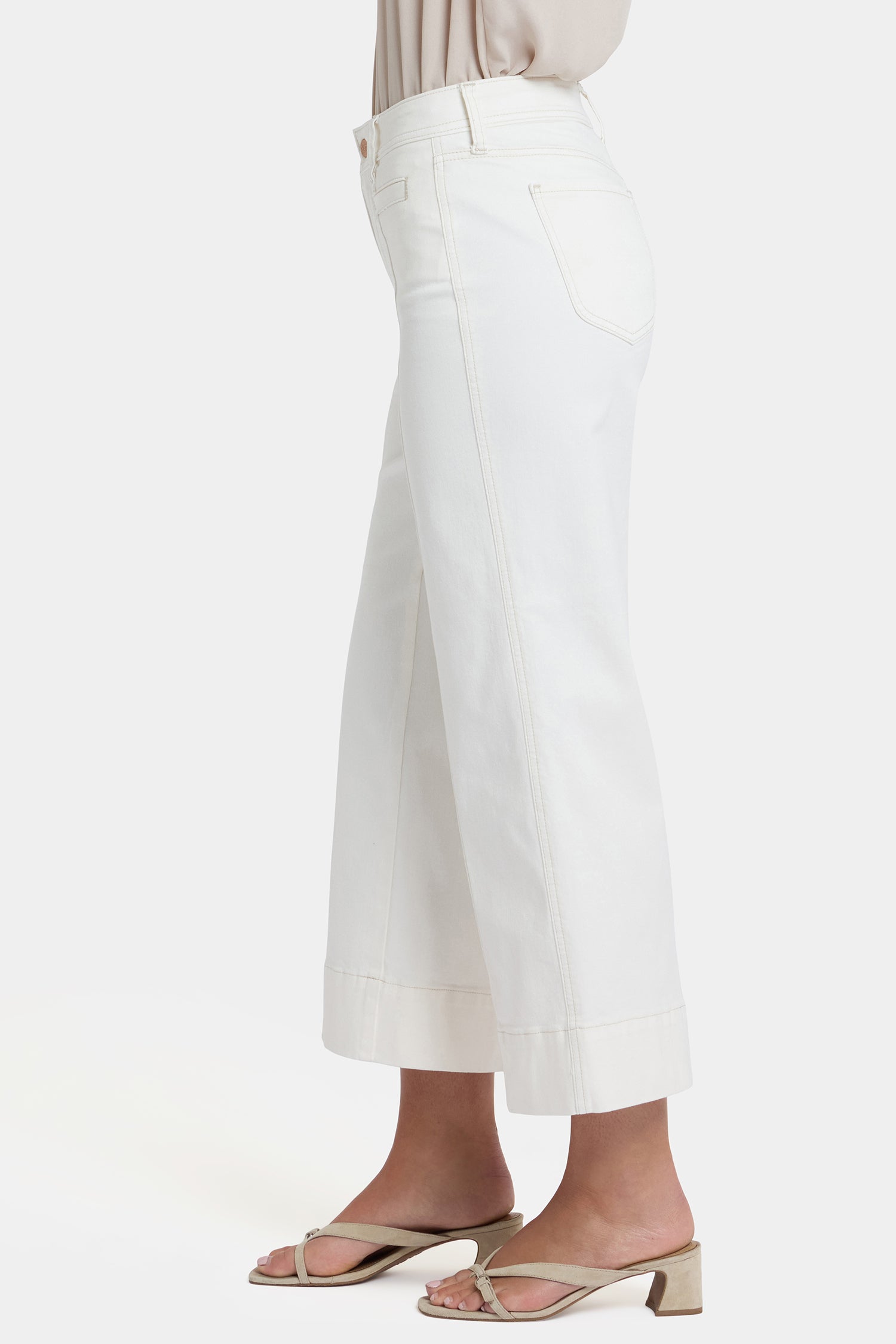 NYDJ Teresa Wide Leg Ankle Jeans In Petite With Front Seams - Vintage White