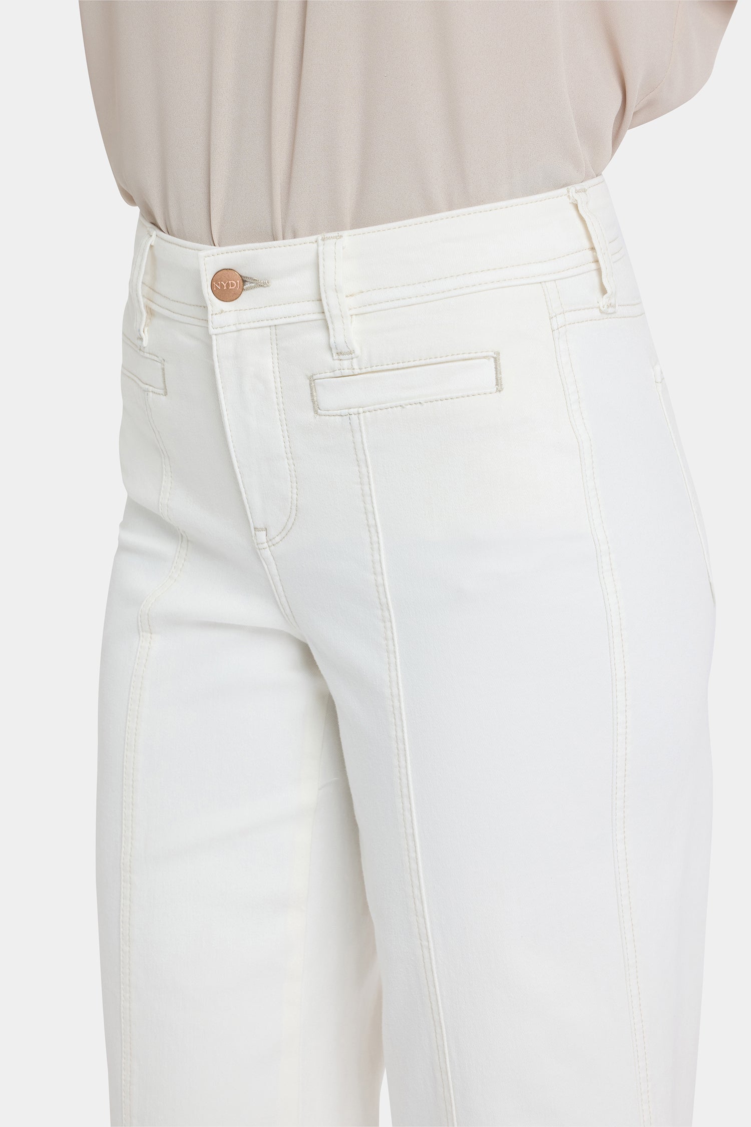 NYDJ Teresa Wide Leg Ankle Jeans In Petite With Front Seams - Vintage White