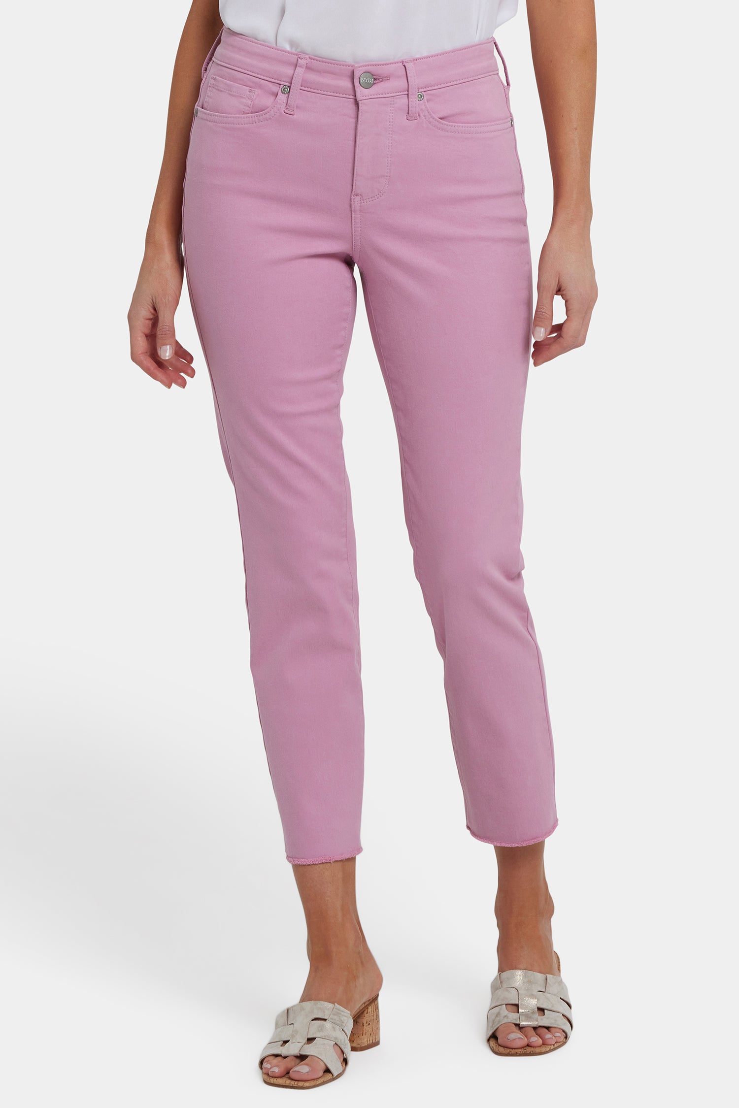 NYDJ Sheri Slim Ankle Jeans In Petite With Frayed Hems - Ballet