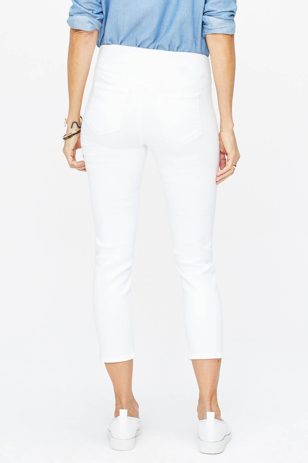 NYDJ Skinny Ankle Pull-On Jeans In Petite With Slit - Optic White