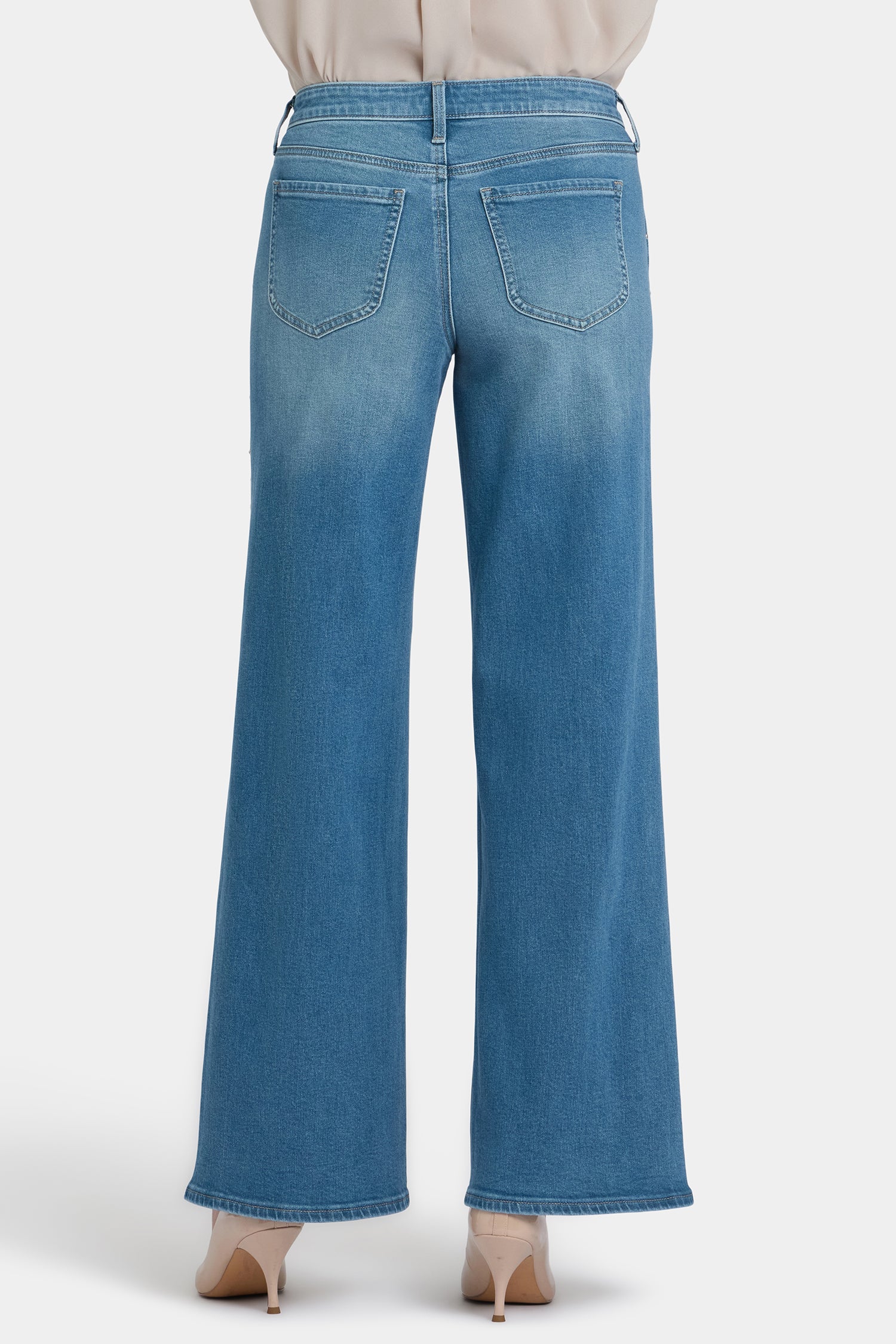 NYDJ Teresa Wide Leg Jeans In Petite With Rhinestones, Front Slits And 29