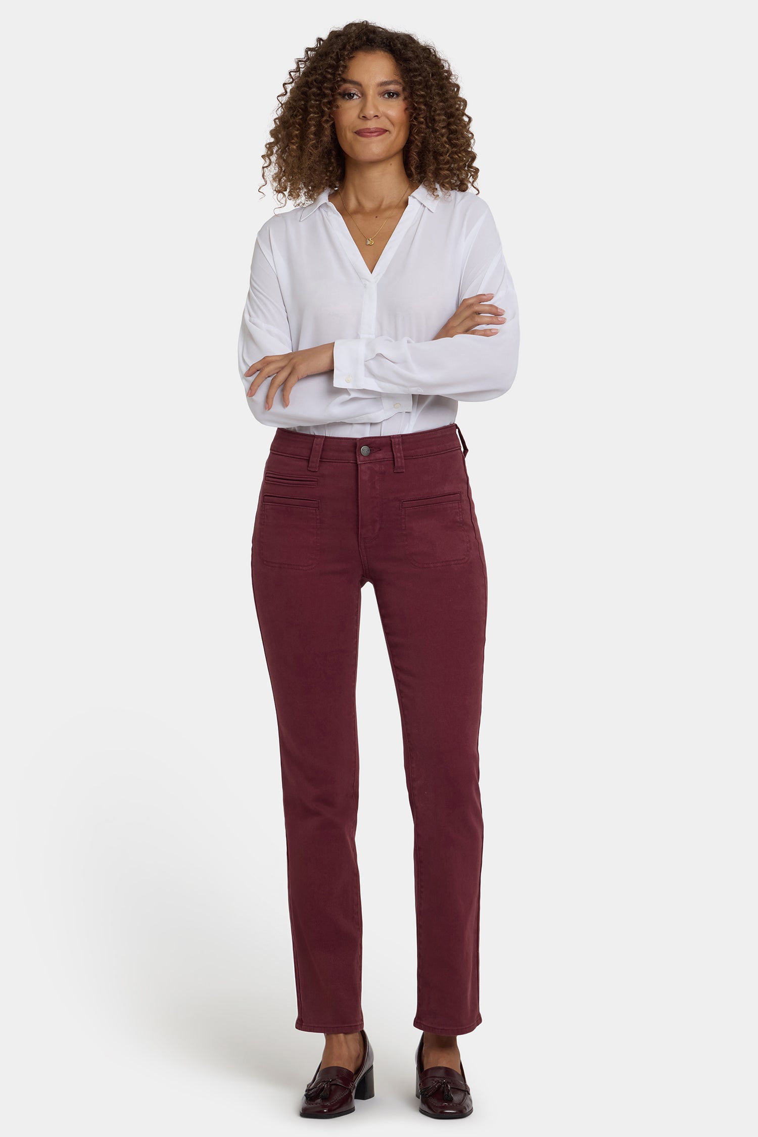 NYDJ Marilyn Straight Jeans In Petite With High Rise, Utility Welt Pockets And 29