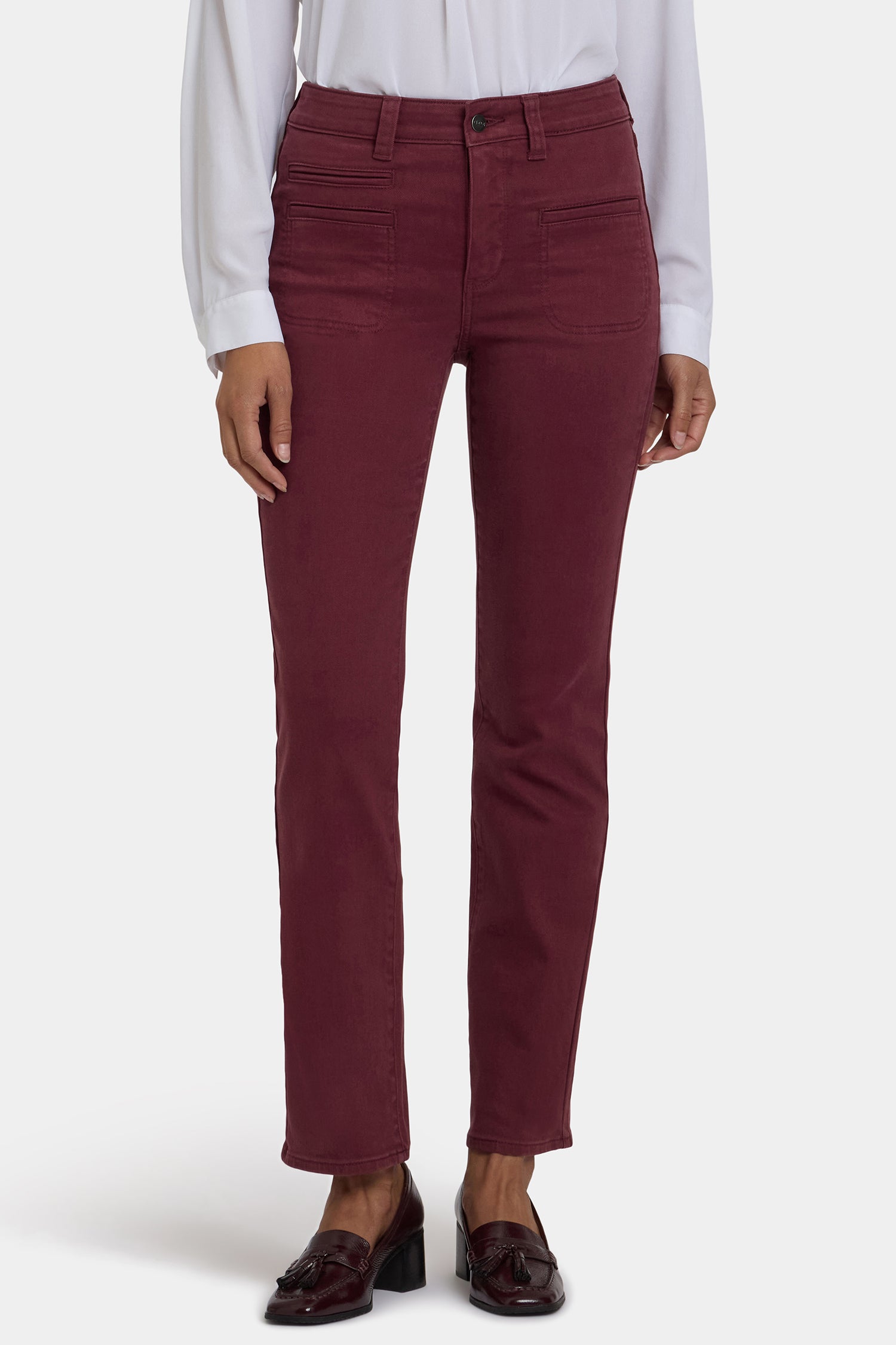 NYDJ Marilyn Straight Jeans In Petite With High Rise, Utility Welt Pockets And 29