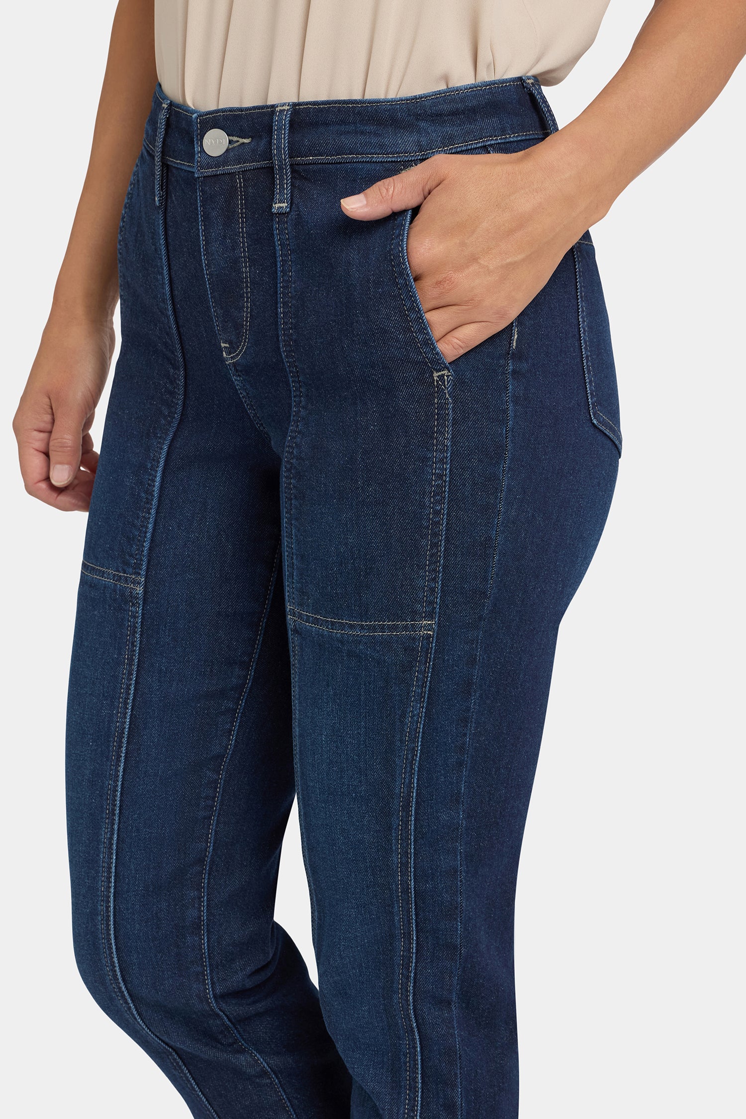 NYDJ Margot Girlfriend Jeans In Petite With Front Seam Detail - Midnight Breeze