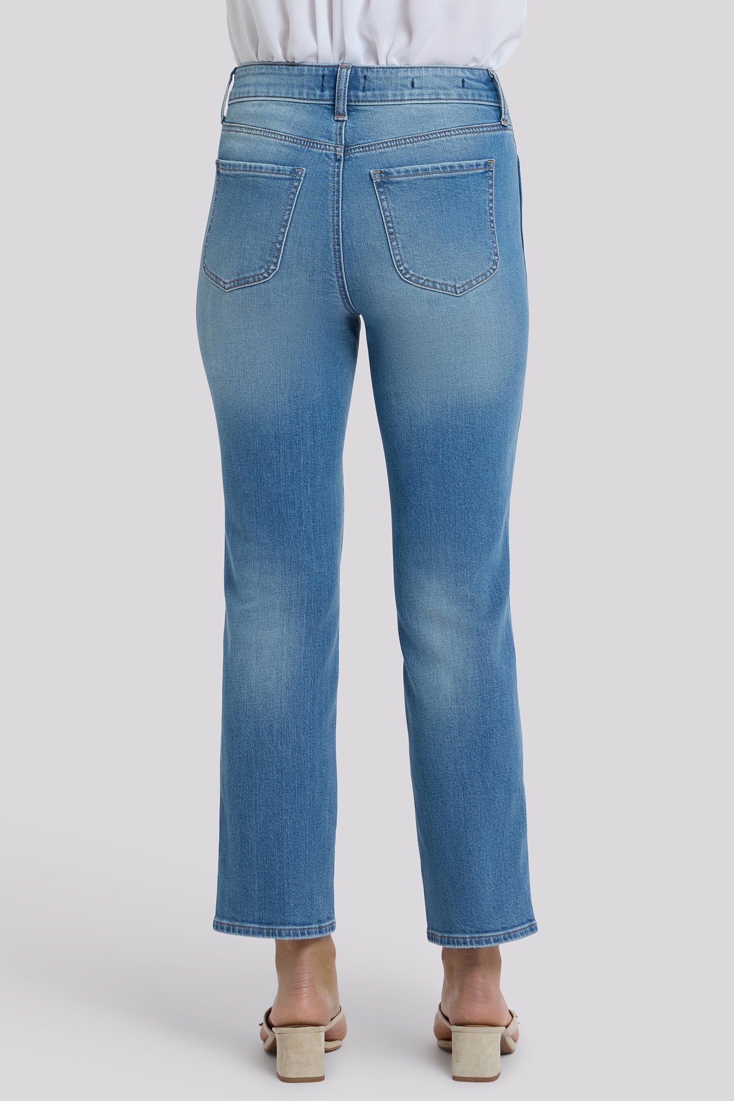 NYDJ Marilyn Straight Ankle Jeans In Petite With High Rise And Paneled Seam Detail - Port Sea