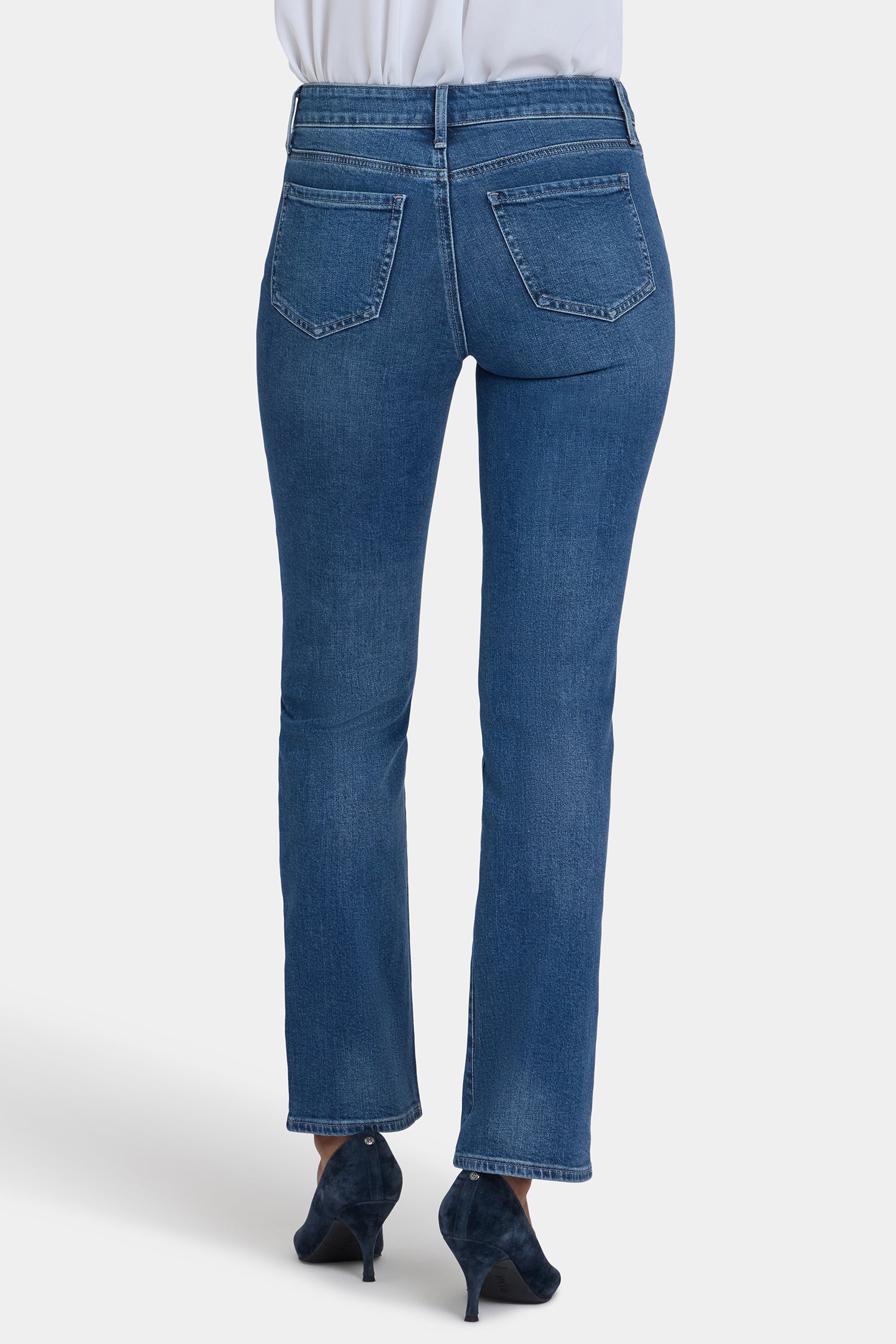 NYDJ Marilyn Straight Jeans In Petite With Faux Pearls And Rhinestones - Lake Notre-Dame