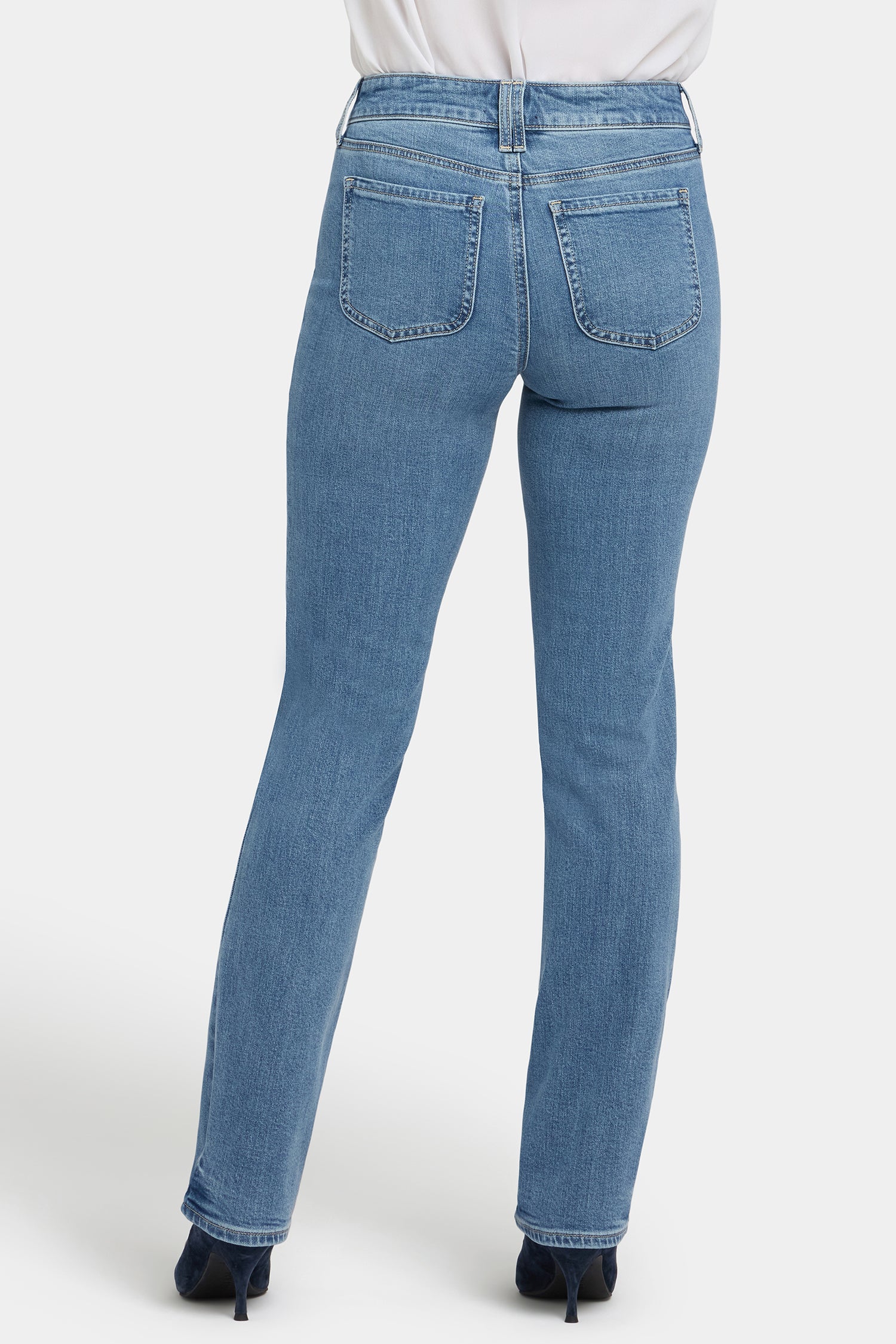 NYDJ Marilyn Straight Jeans In Petite With Front Patch Pockets - Bastille Sea