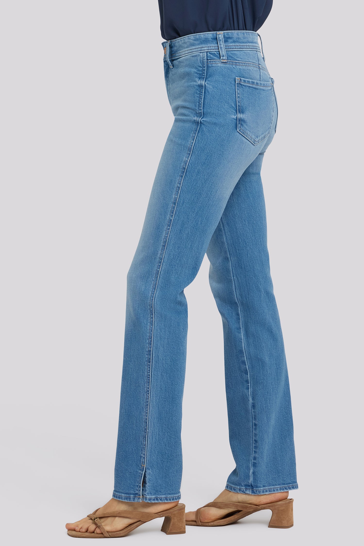 NYDJ Marilyn Straight Jeans In Petite With Clean Front, Back Darts And Side Slits - Vista Lakes