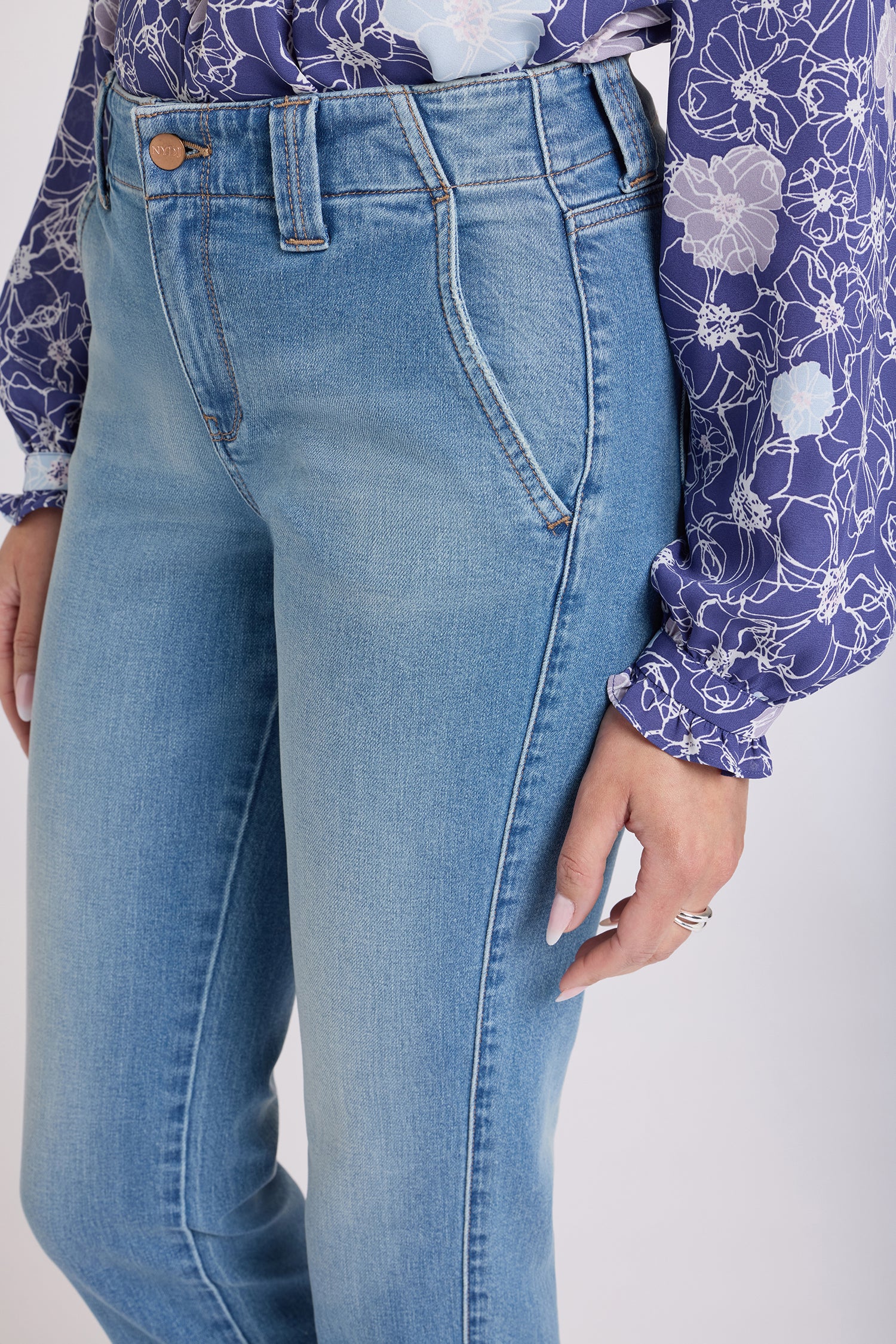 NYDJ Sheri Slim Straight Ankle Jeans In Petite With Side Slits - Port Sea