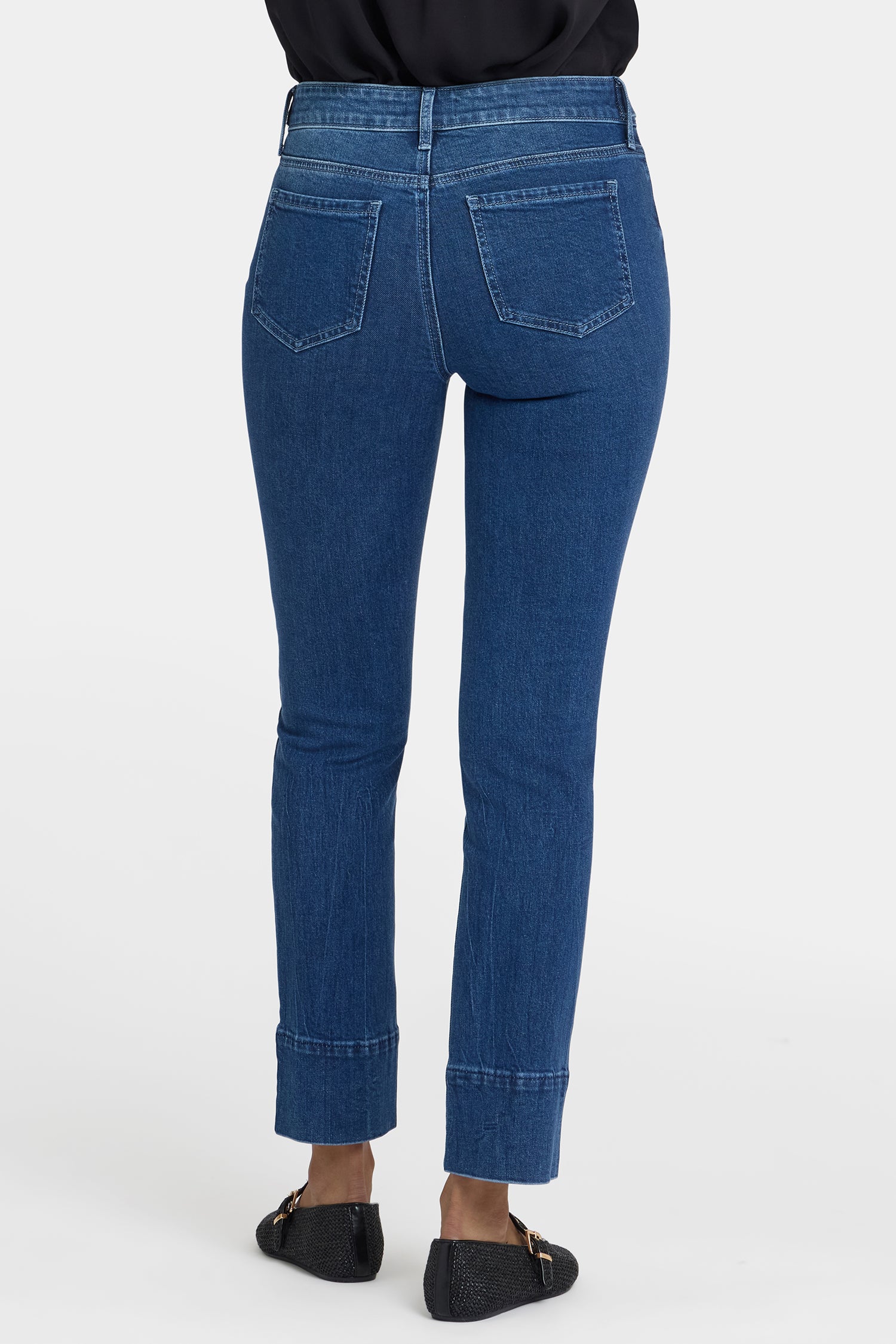 NYDJ Sheri Slim Jeans In Petite With Waistband Buckle Detail - Cool Marine