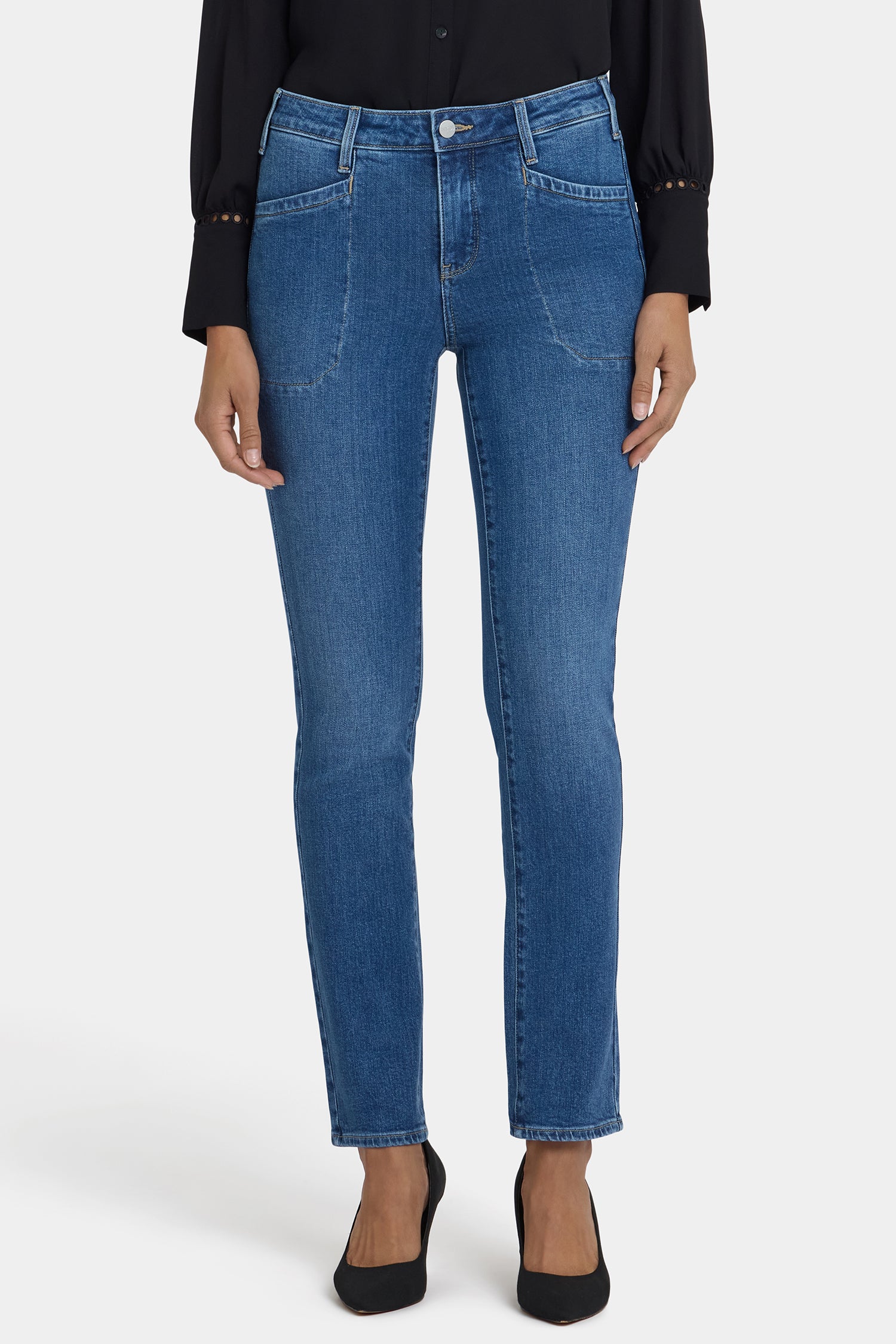 NYDJ Sheri Slim Jeans In Petite With Utility Pockets - Opera Blue