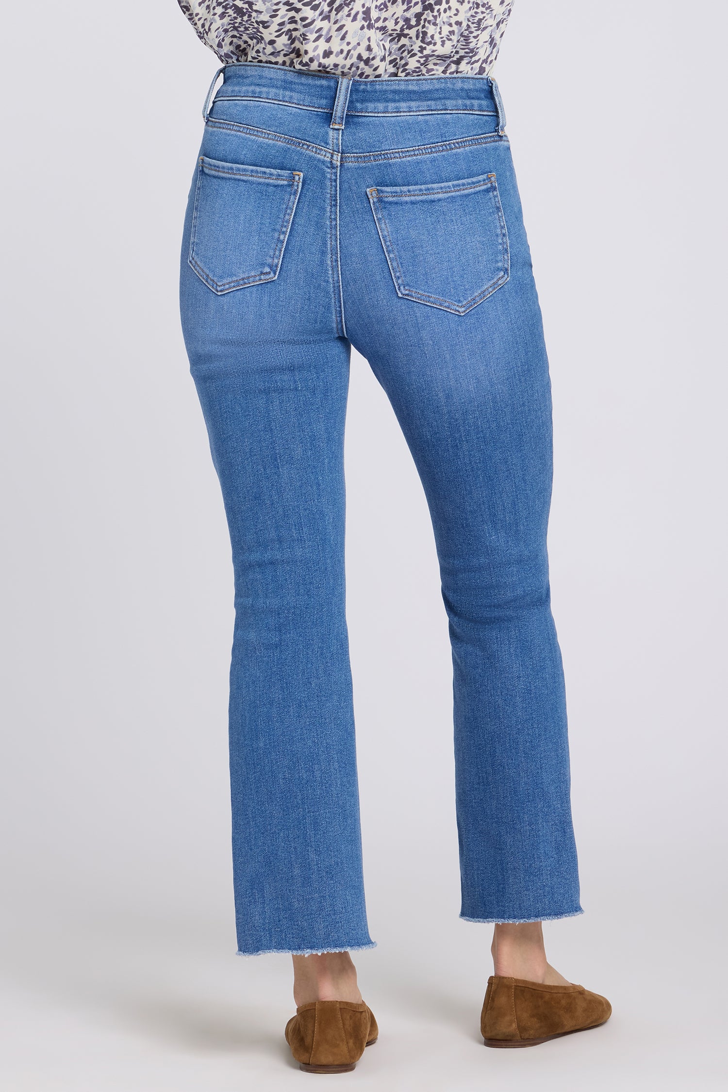 NYDJ Billie Mini Bootcut Ankle Jeans In Petite With High Rise And Frayed Hems - Blue Paradise