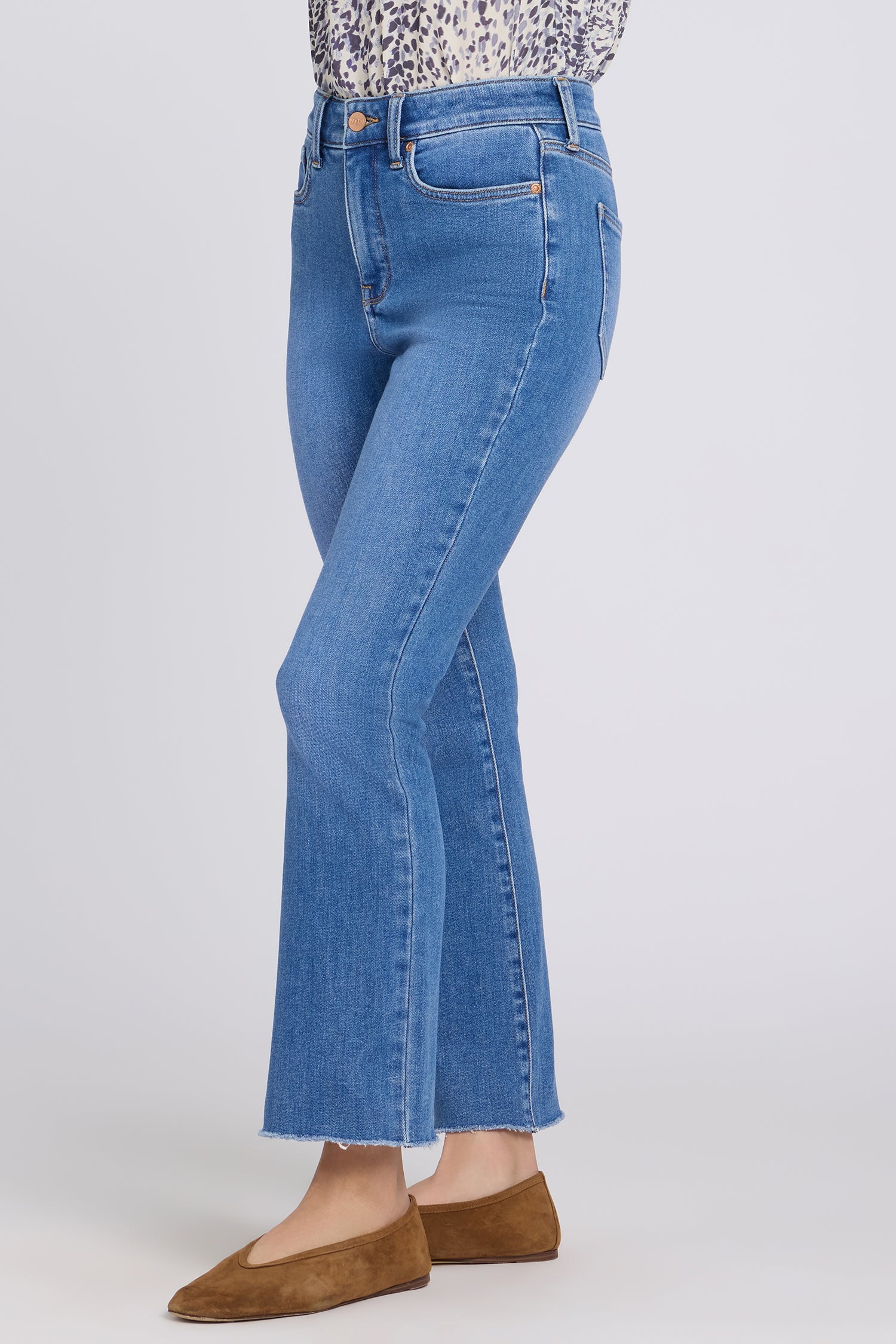 NYDJ Billie Mini Bootcut Ankle Jeans In Petite With High Rise And Frayed Hems - Blue Paradise