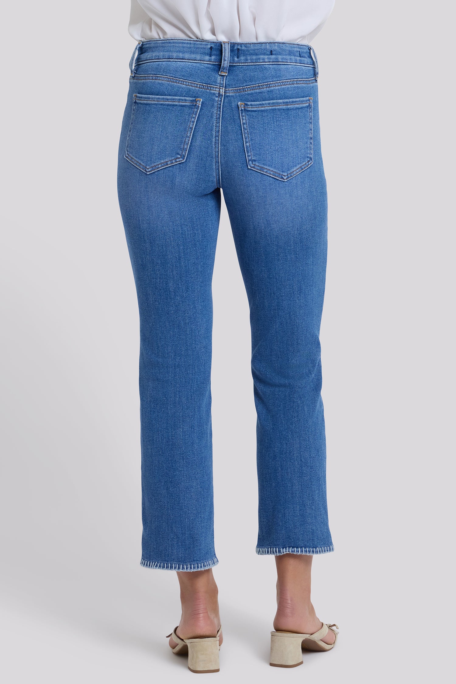 NYDJ Marilyn Straight Ankle Jeans In Petite With Blanket Stitching - Blue Paradise