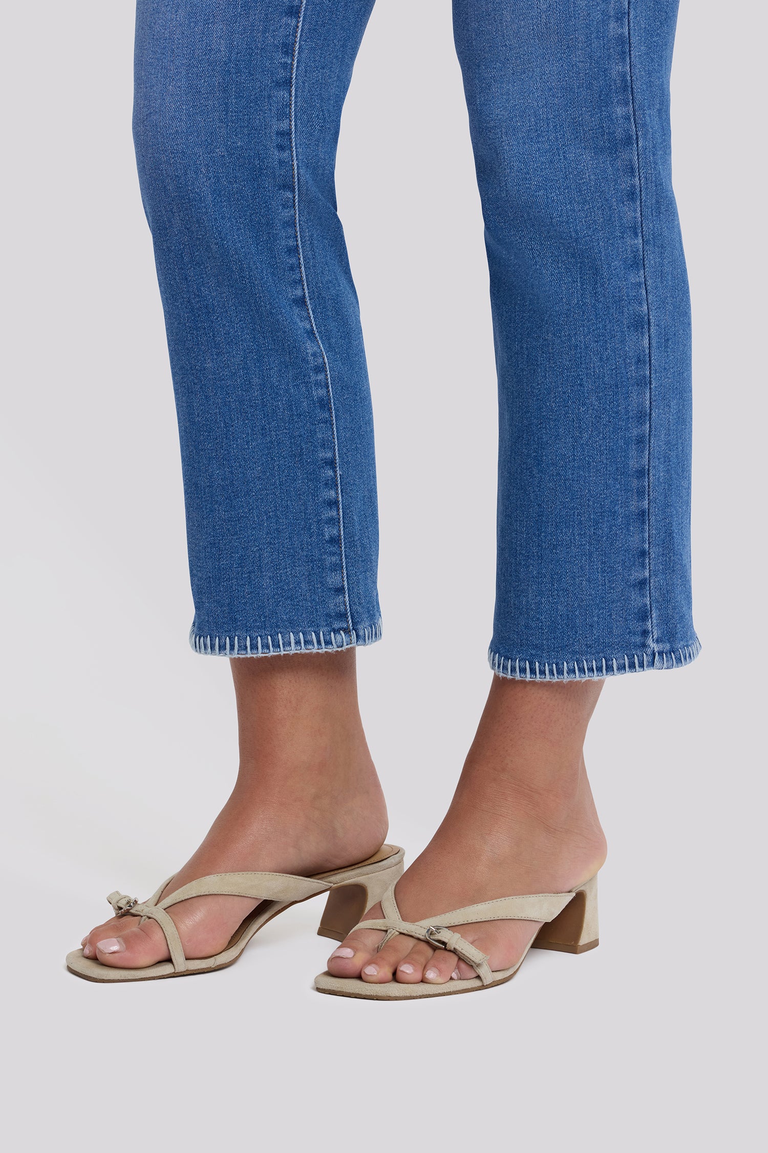 NYDJ Marilyn Straight Ankle Jeans In Petite With Blanket Stitching - Blue Paradise